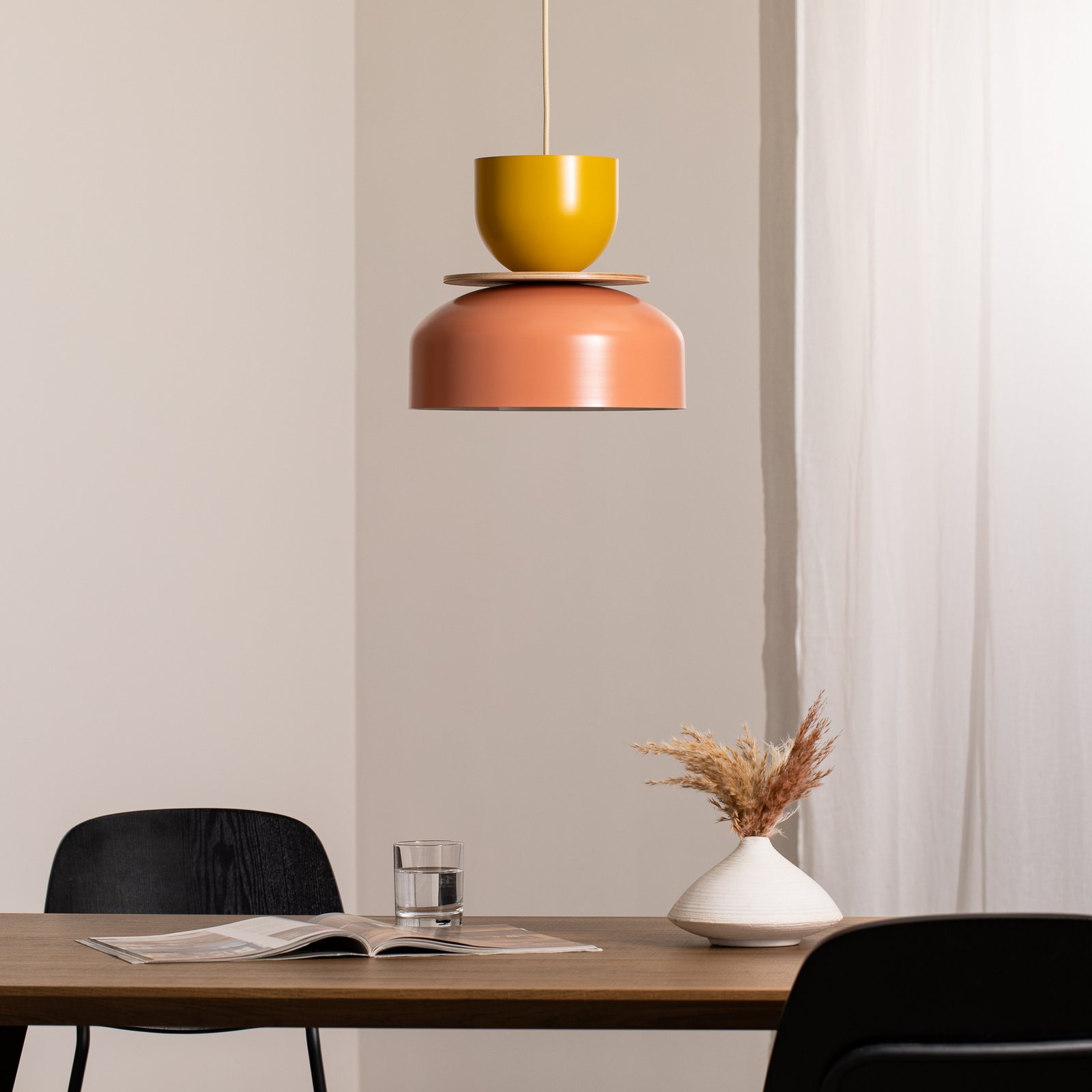 Hengelampe Uto, korall/gul, Ø 30 cm, metall Hengelampe Uto, korall/gul, Ø 30 cm, metall