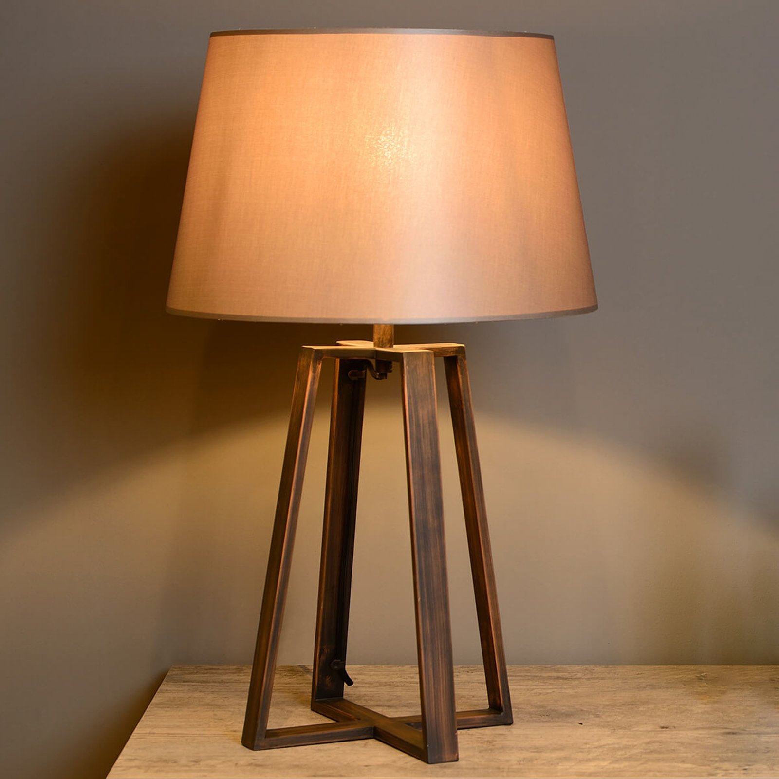 Lámpara de mesa Coffee Lamp, pantalla tela marrón