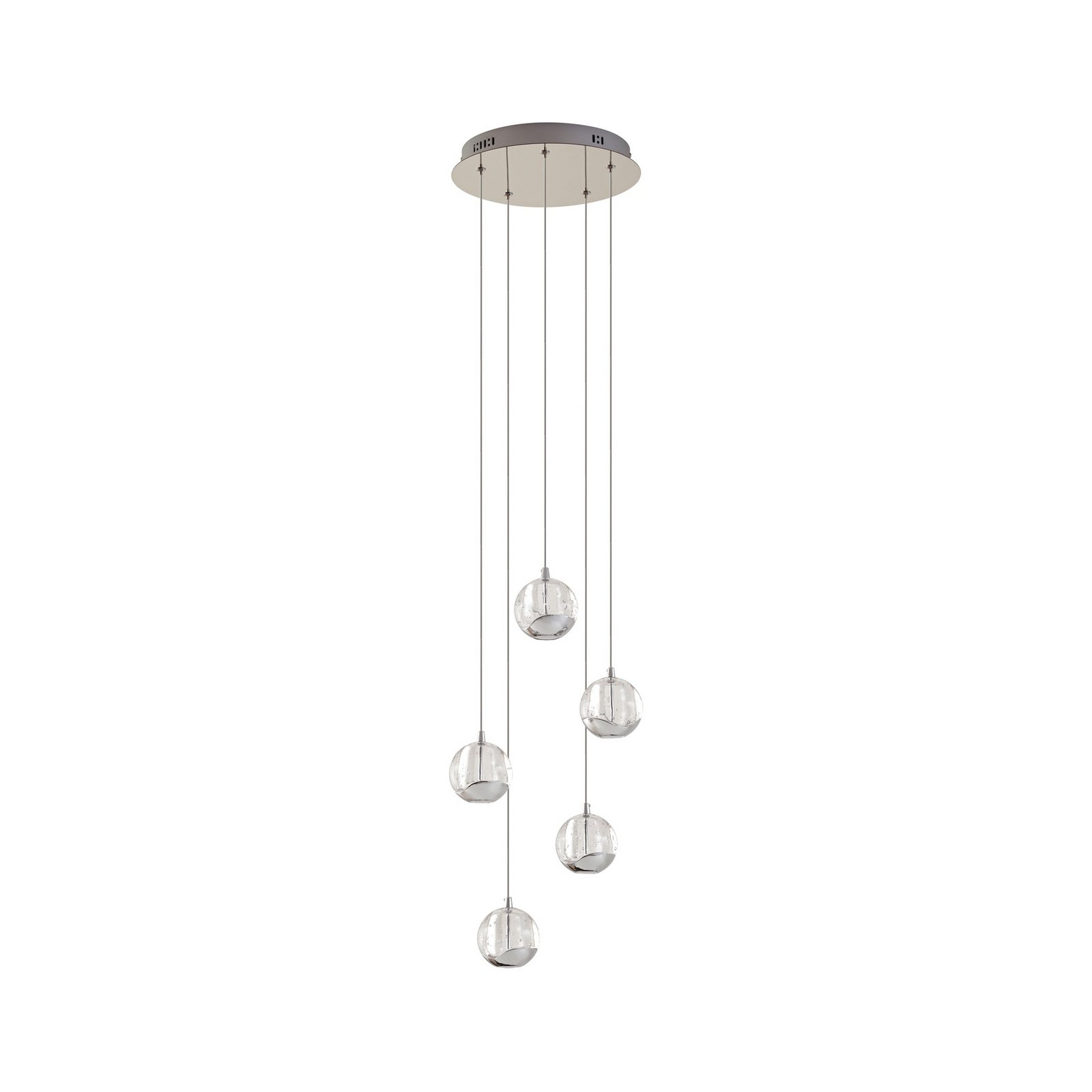Lucande LED hanging light Hayley, Ø 30 cm, 5-bulb, chrome, glass Lucande LED hanging light Hayley, Ø 30 cm, 5-bulb, chrome, glass