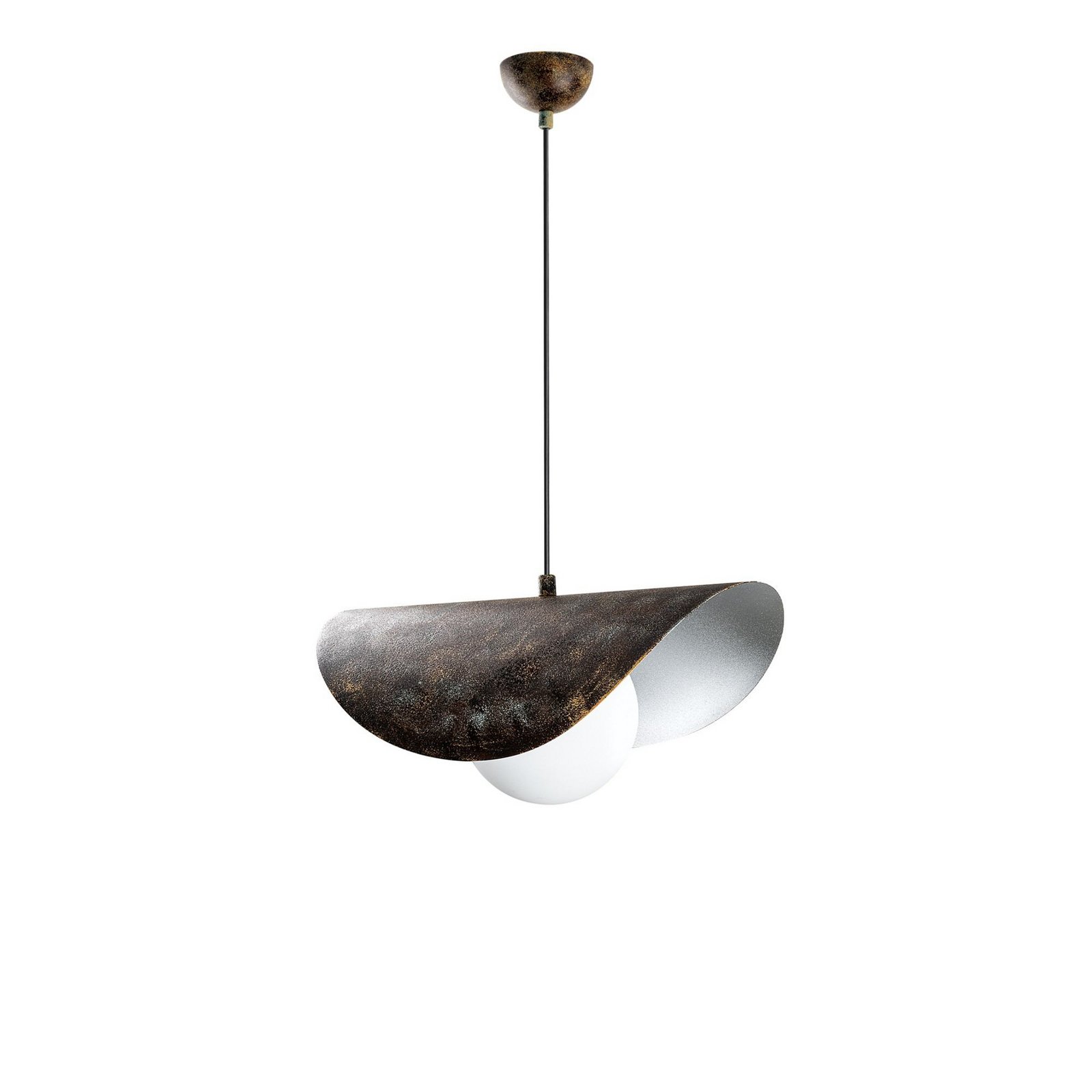 Hängeleuchte Vatoz, 1-flammig, schwarz, Ø 40 cm, Metall/Glas