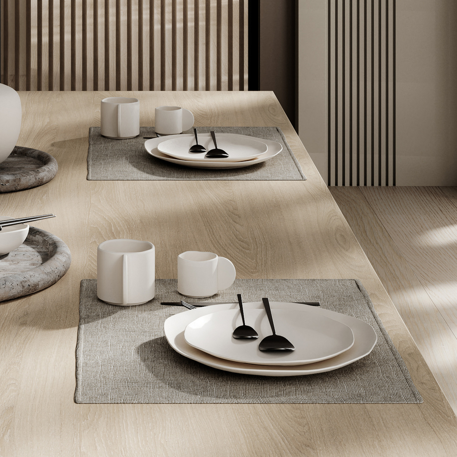 Naczynia Native, zestaw 8 sztuk, kamień, białe – 101 Copenhagen