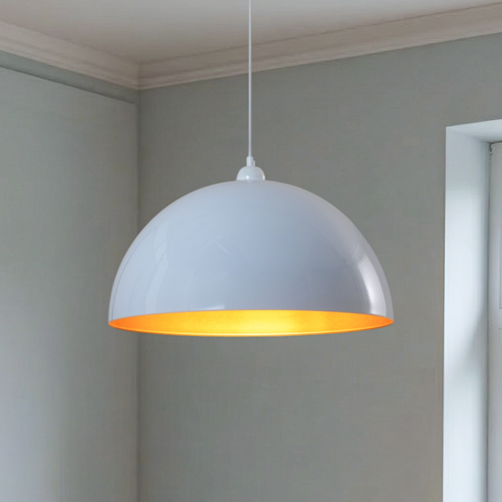 ROYALTECH Lampă suspendată Lipeo alb / auriu Ø 50 cm metal E27 - Camera de zi / sufragerie - alb auriu