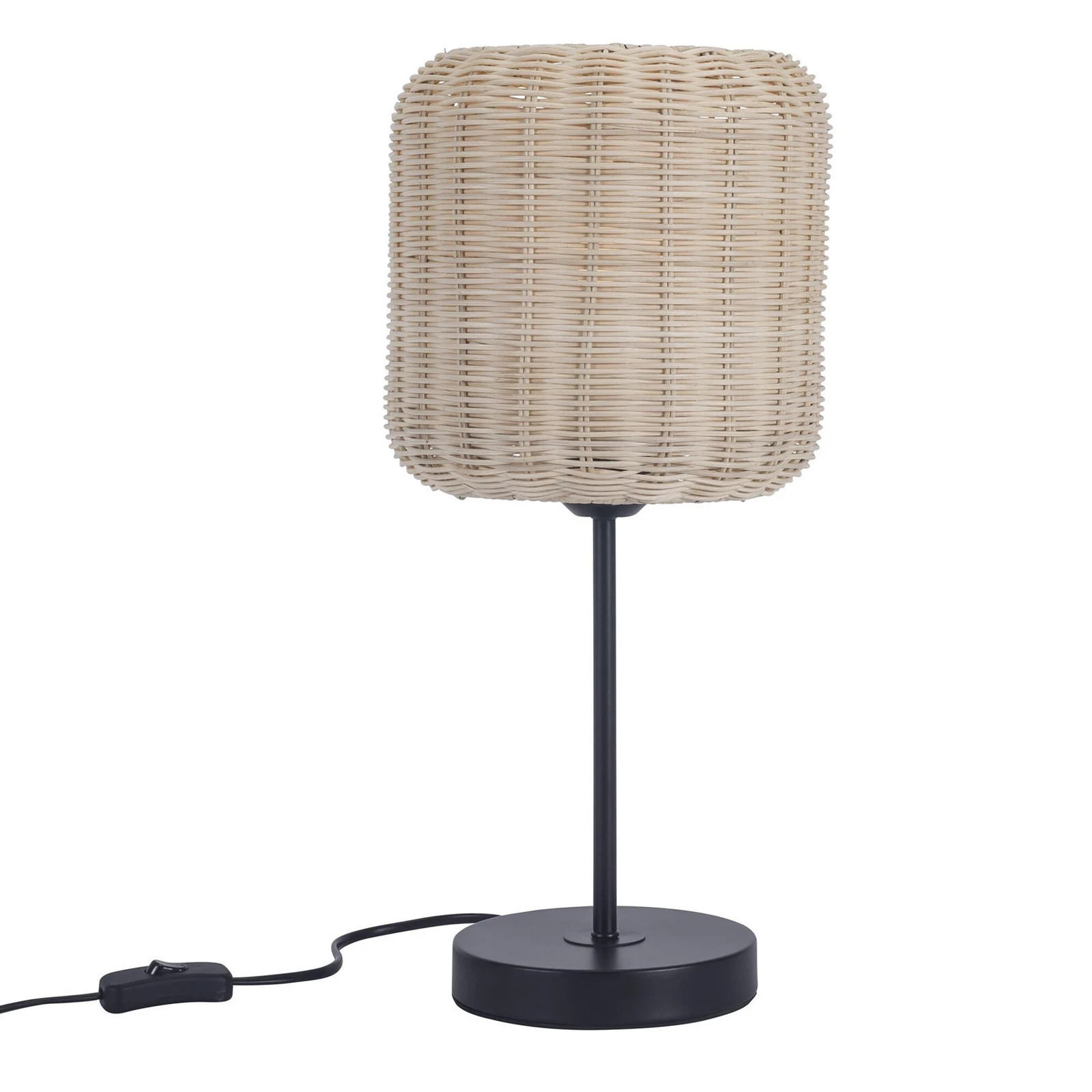 Stolová lampa Forlight Cortic, svetlohnedá, ratan, výška 41,5 cm