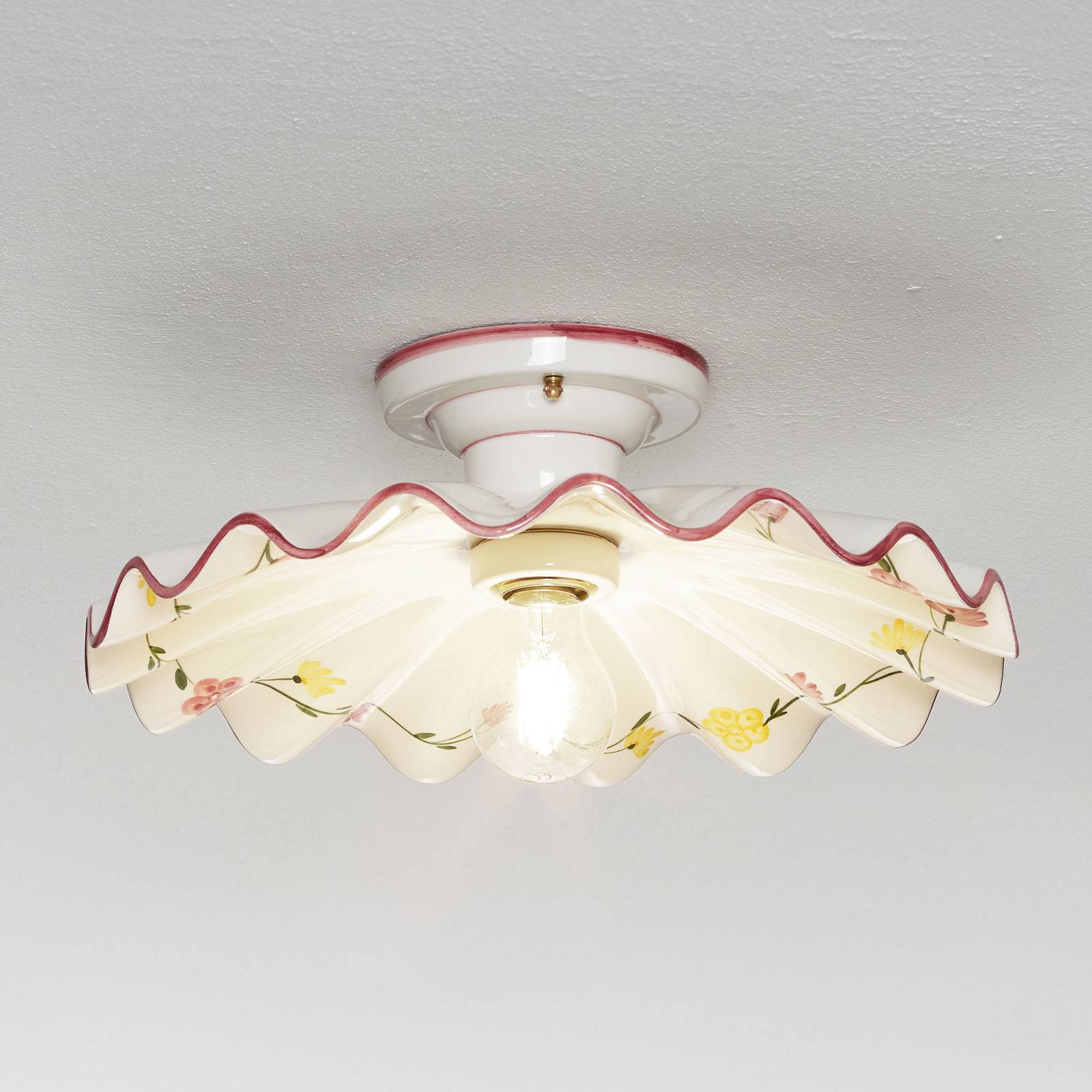 Eurokeramic Semi-flusch ceramic ceiling light Ametista, for Living / Dining Room, ceramics, E27, 60 W, energy efficiency: A++, H: 11 cm