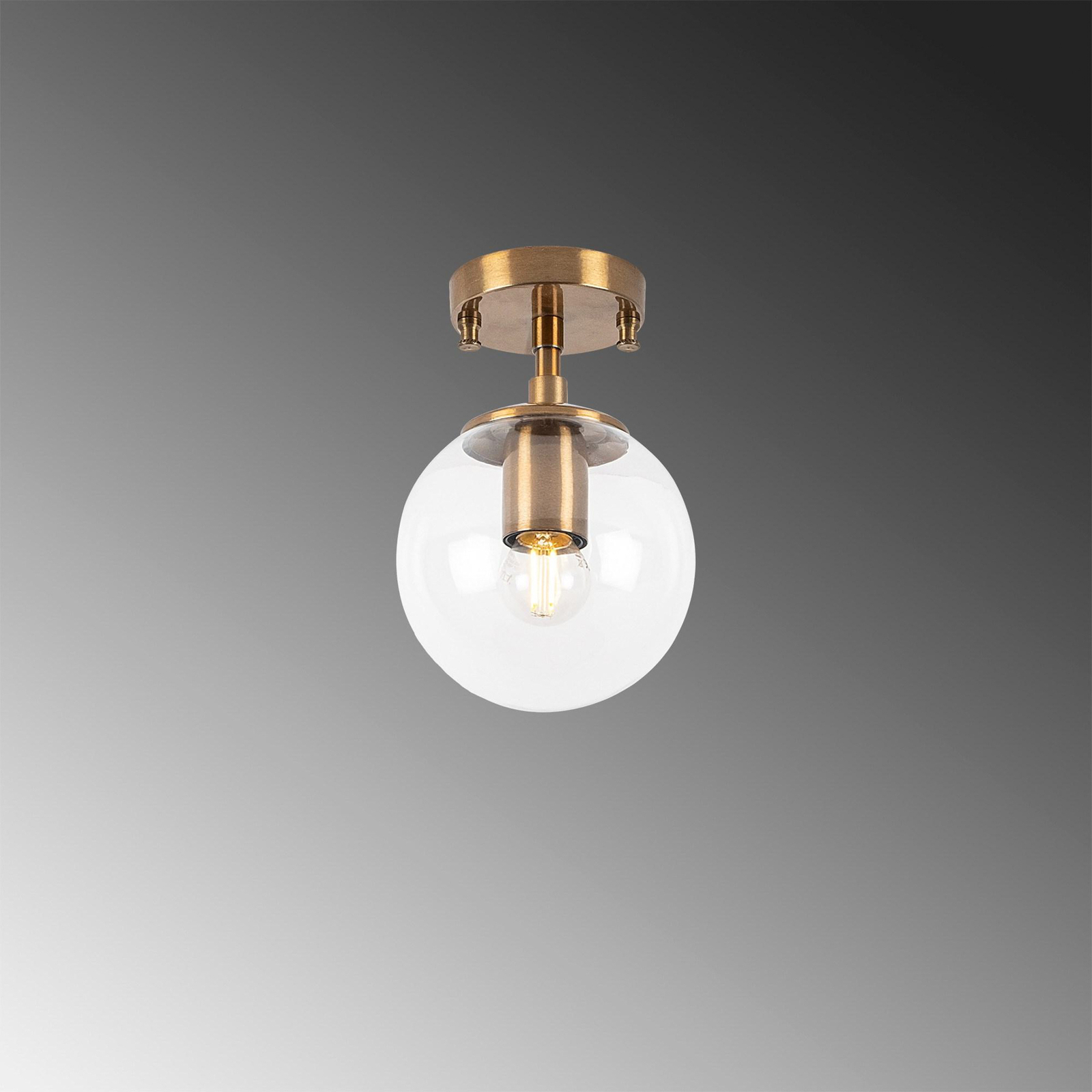 Deckenlampe Atmaca 10215, goldfarben antik, Glas klar Ø 15cm