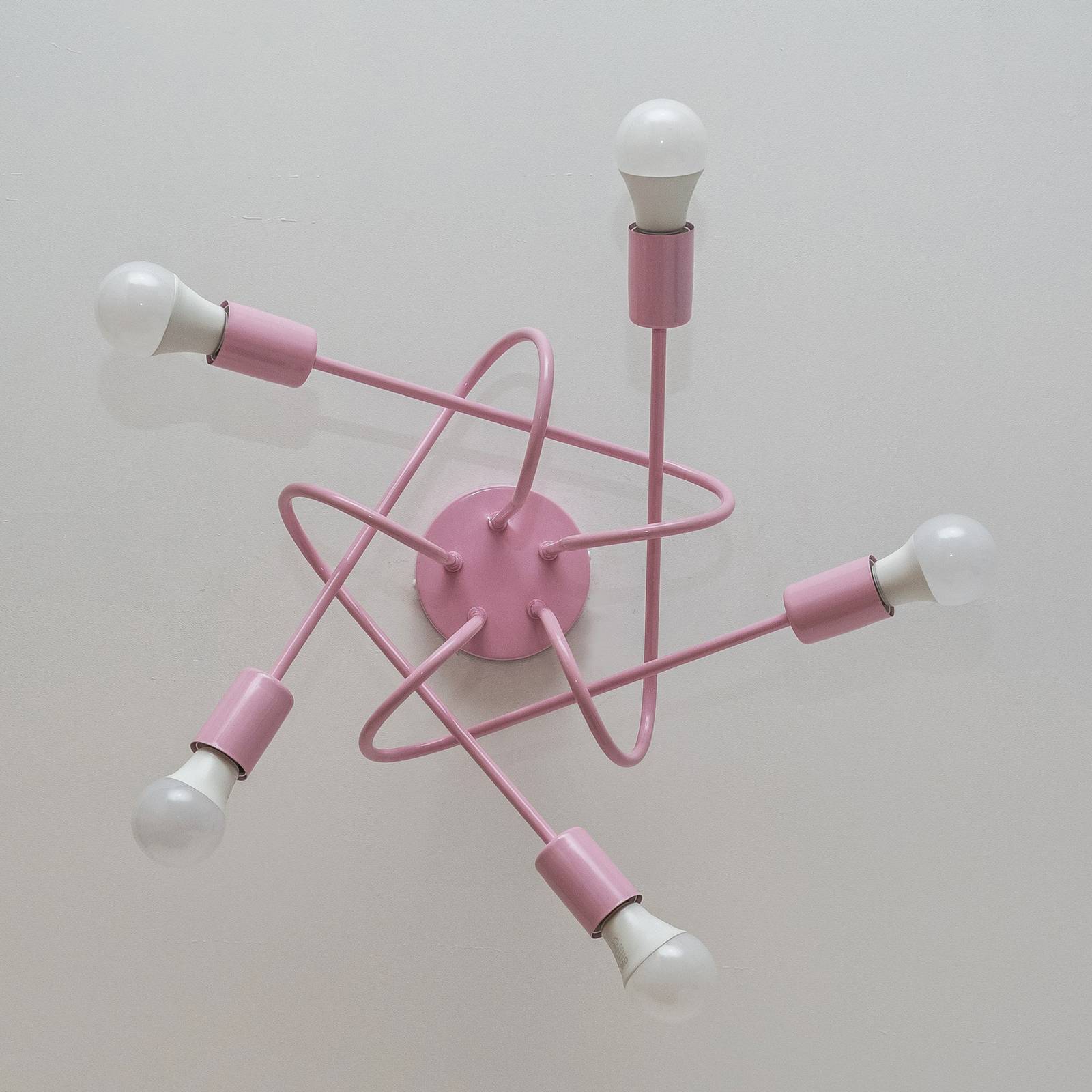 Lampa sufitowa Oxford, jasnoróżowa, Ø 47 cm, metalowa, 5-punktowa