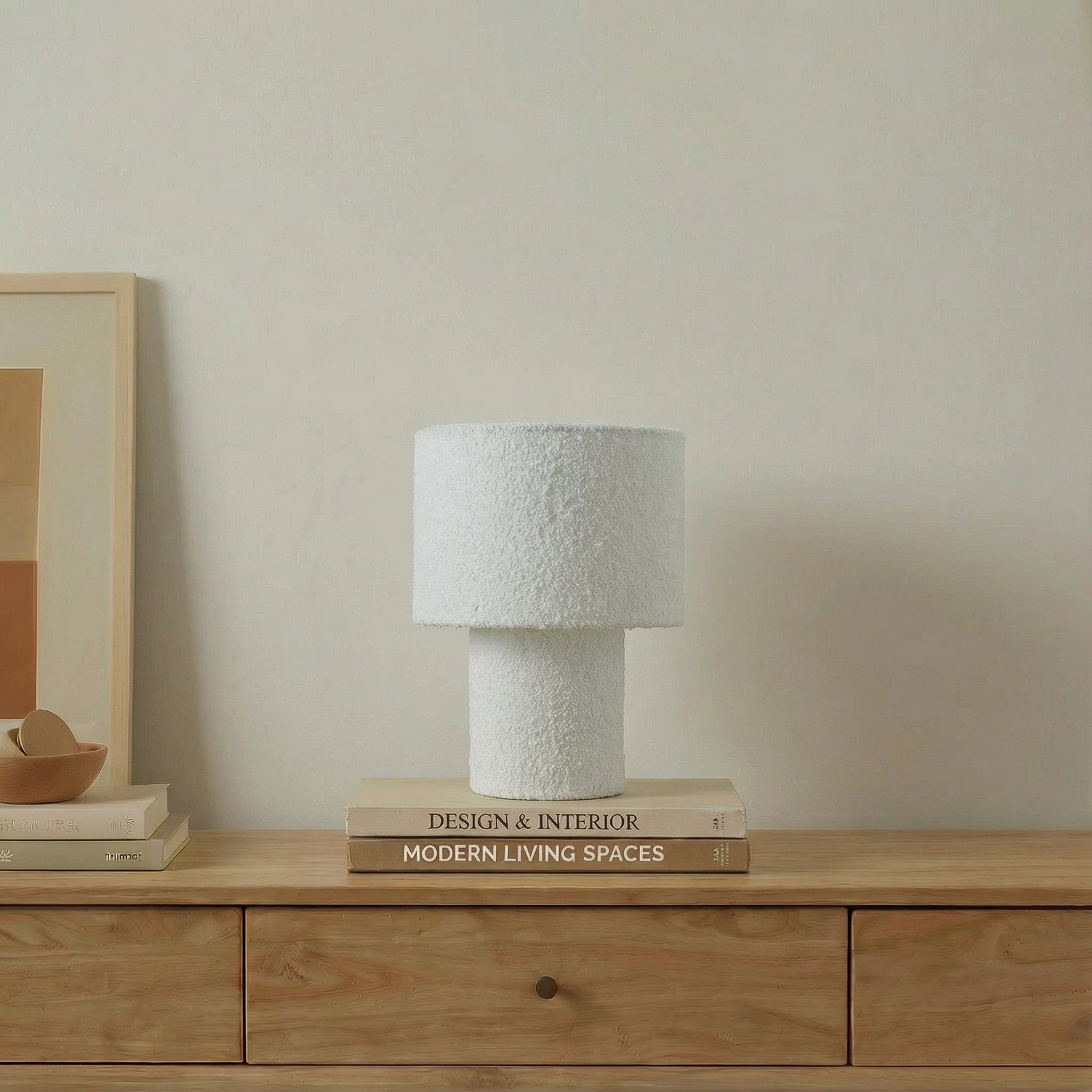 Lampada da tavolo Lindby Jone, bianco, tessuto, 30 cm