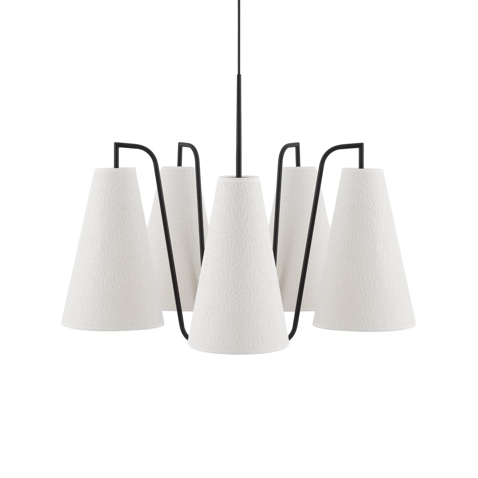 Globen Lighting Κρεμαστό φωτιστικό Lou 5, λευκό Bouclé/μαύρο ύφασμα Globen Lighting Κρεμαστό φωτιστικό Lou 5, λευκό Bouclé/μαύρο ύφασμα