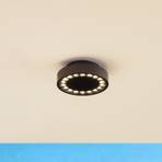 Lucande LED udendørs loftslampe Roran, sort, Ø 18 cm, IP65