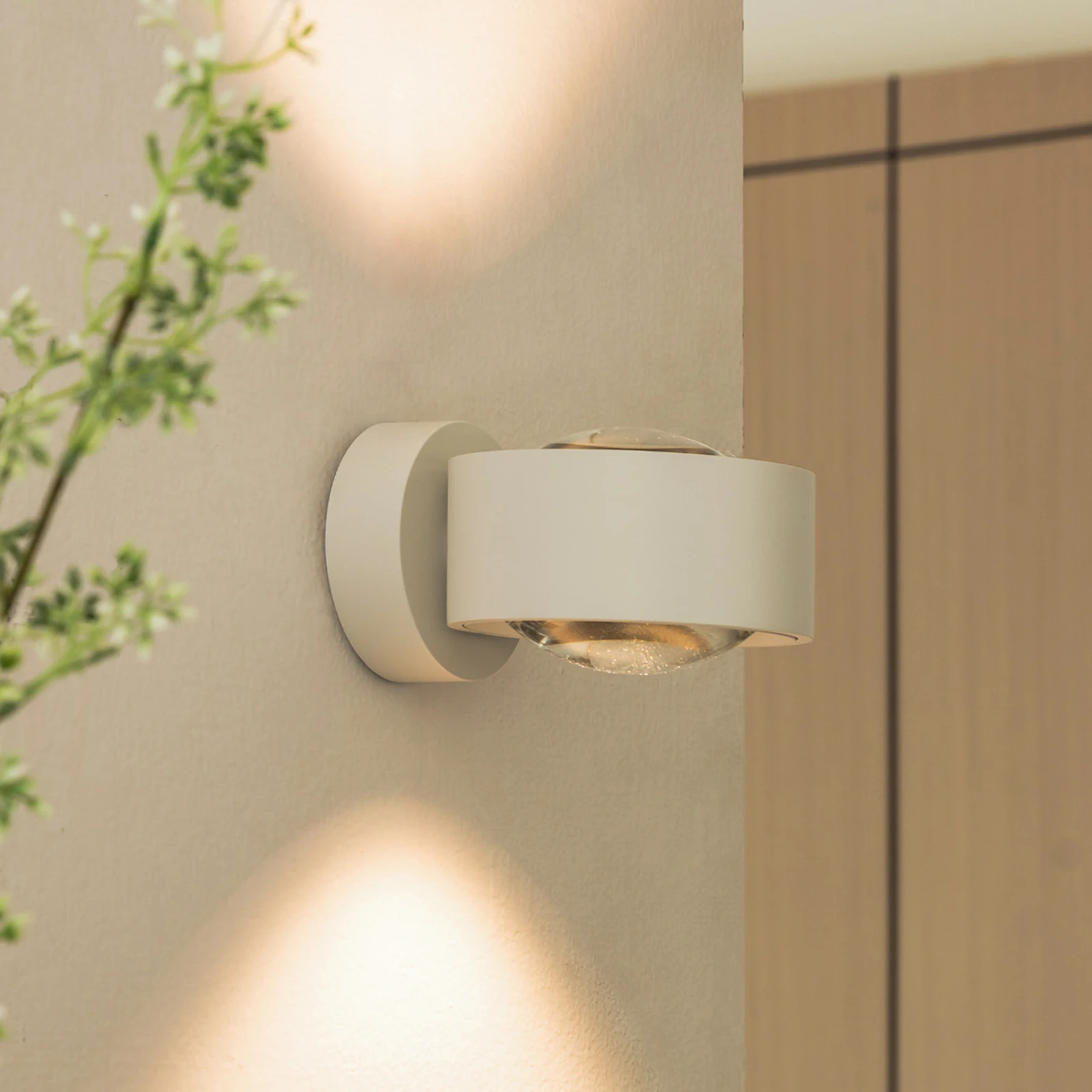 Arcchio LED-Wandleuchte Rotari, Linse, up/down, weiß, Metall