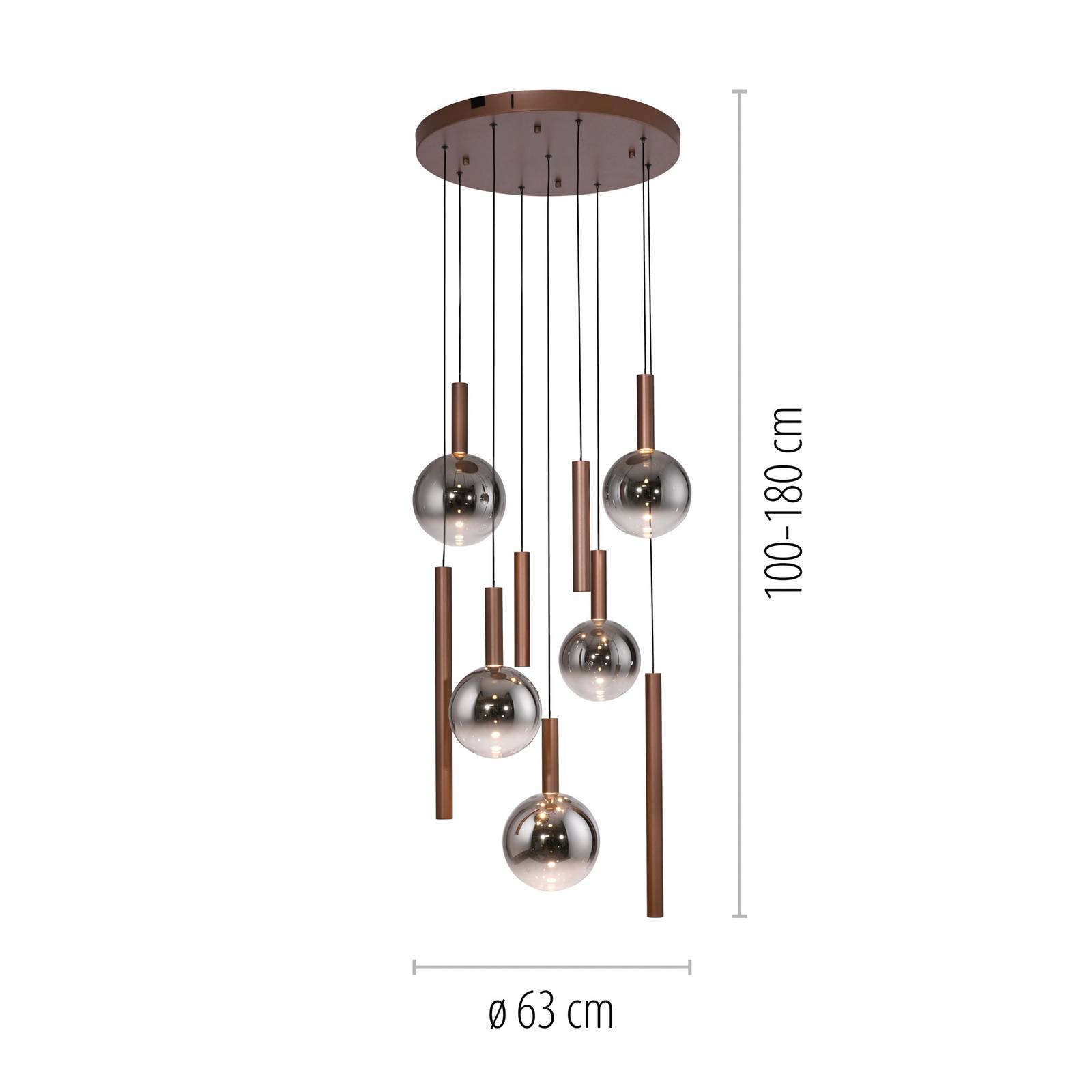 Paul Neuhaus żyrandol LED Bowl, Ø 63 cm, brązowo-szara