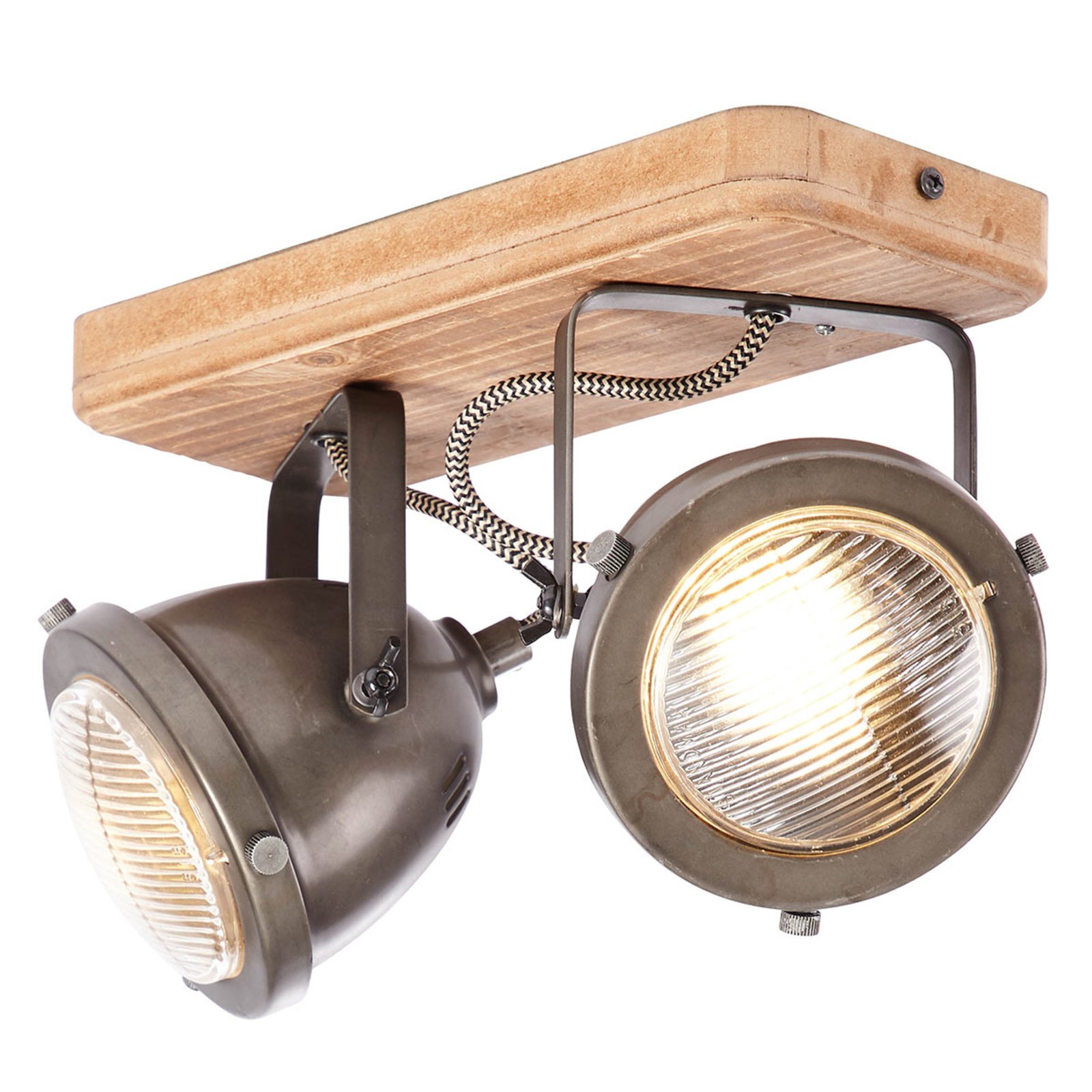 Carmen Wood - plafondlamp in industriel 2 lampjes