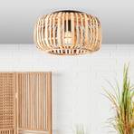 Lampa sufitowa Woodrow, Ø 40 cm, jasne drewno, bambus/metal