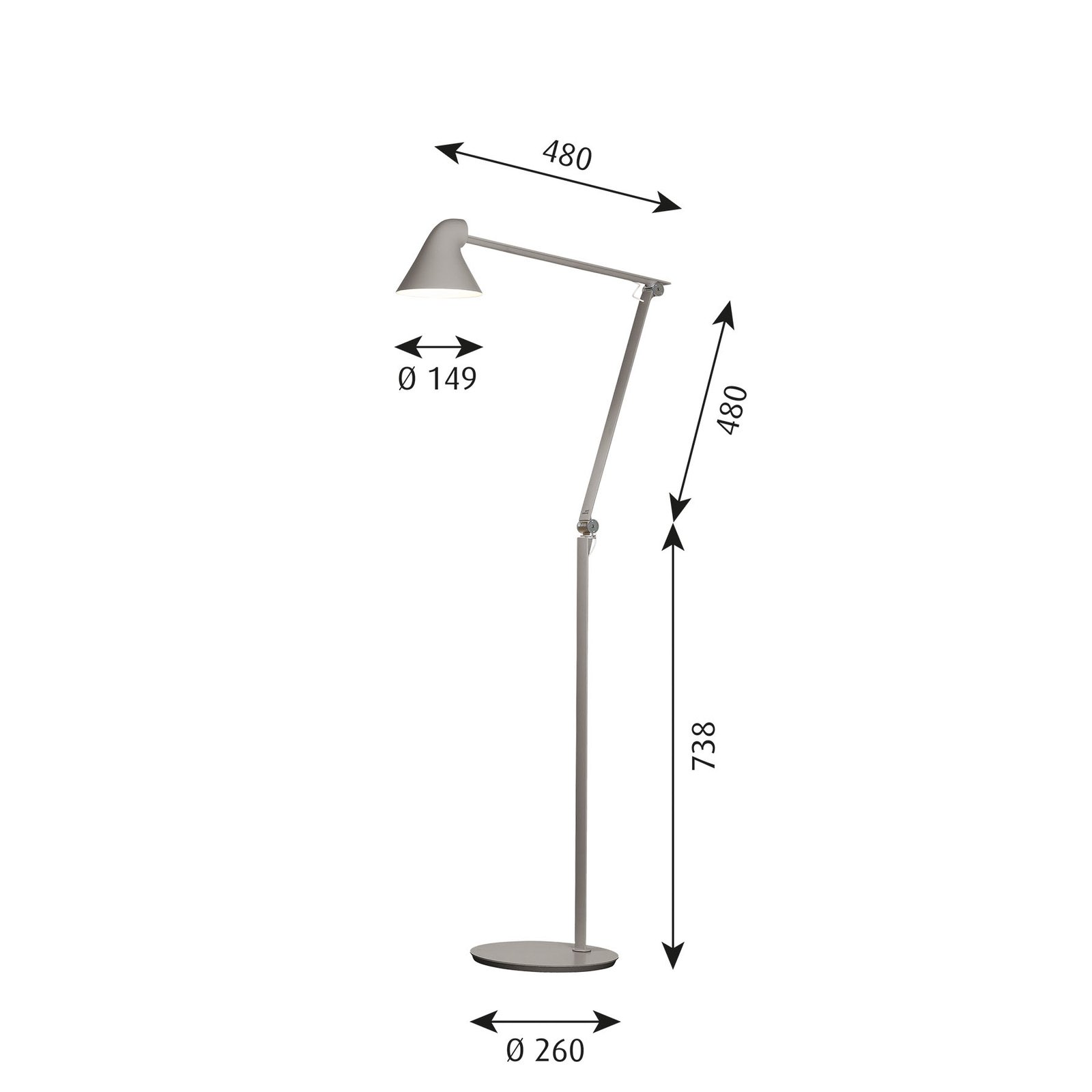 Louis Poulsen NJP LED-gulvlampe 3 000 K