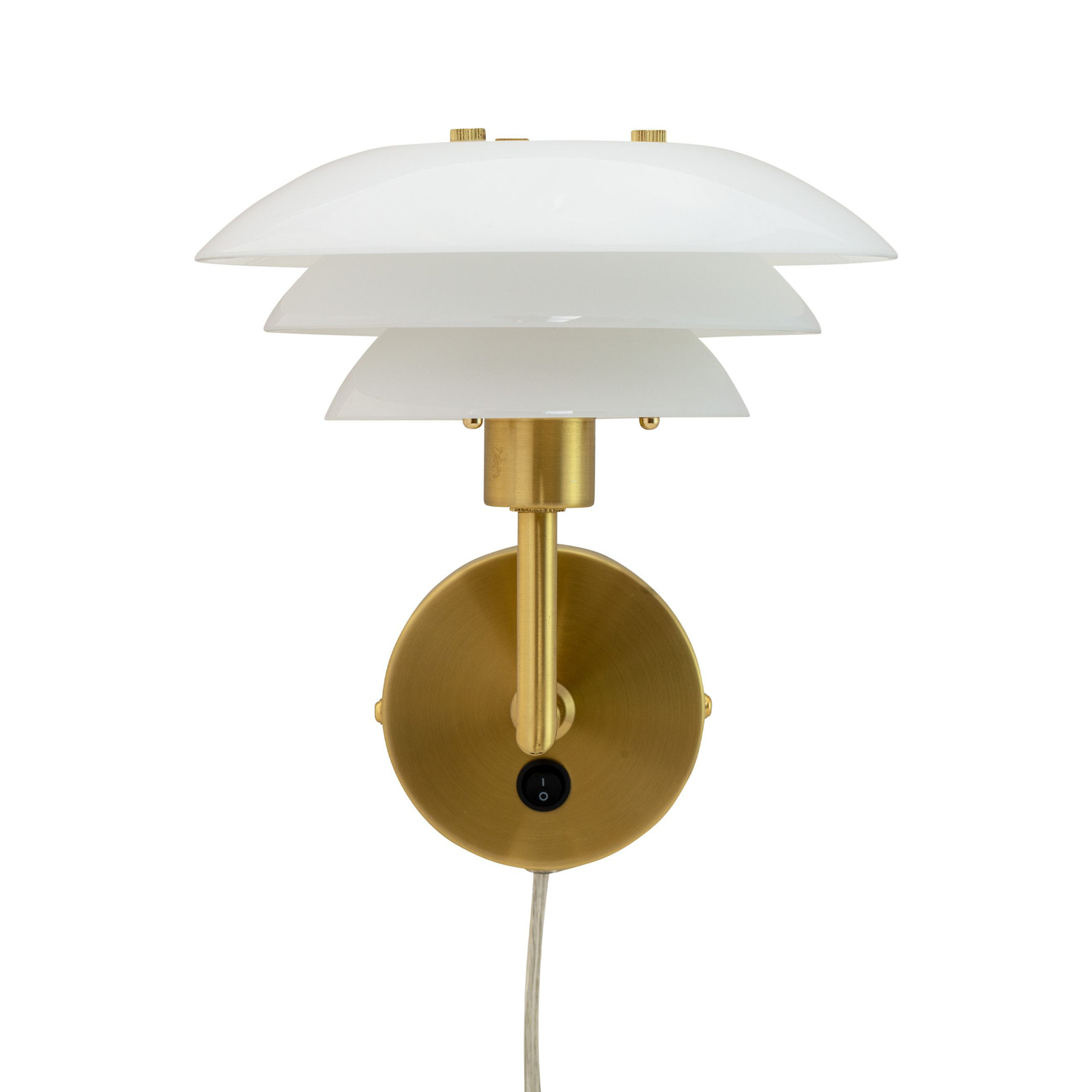 Dyberg Larsen wall lamp DL20, opal/brass-coloured, glass