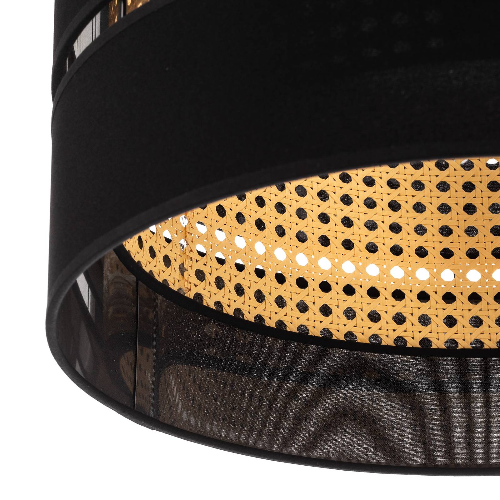 Lampa sufitowa Duo, rattan, Ø 40 cm, czarna