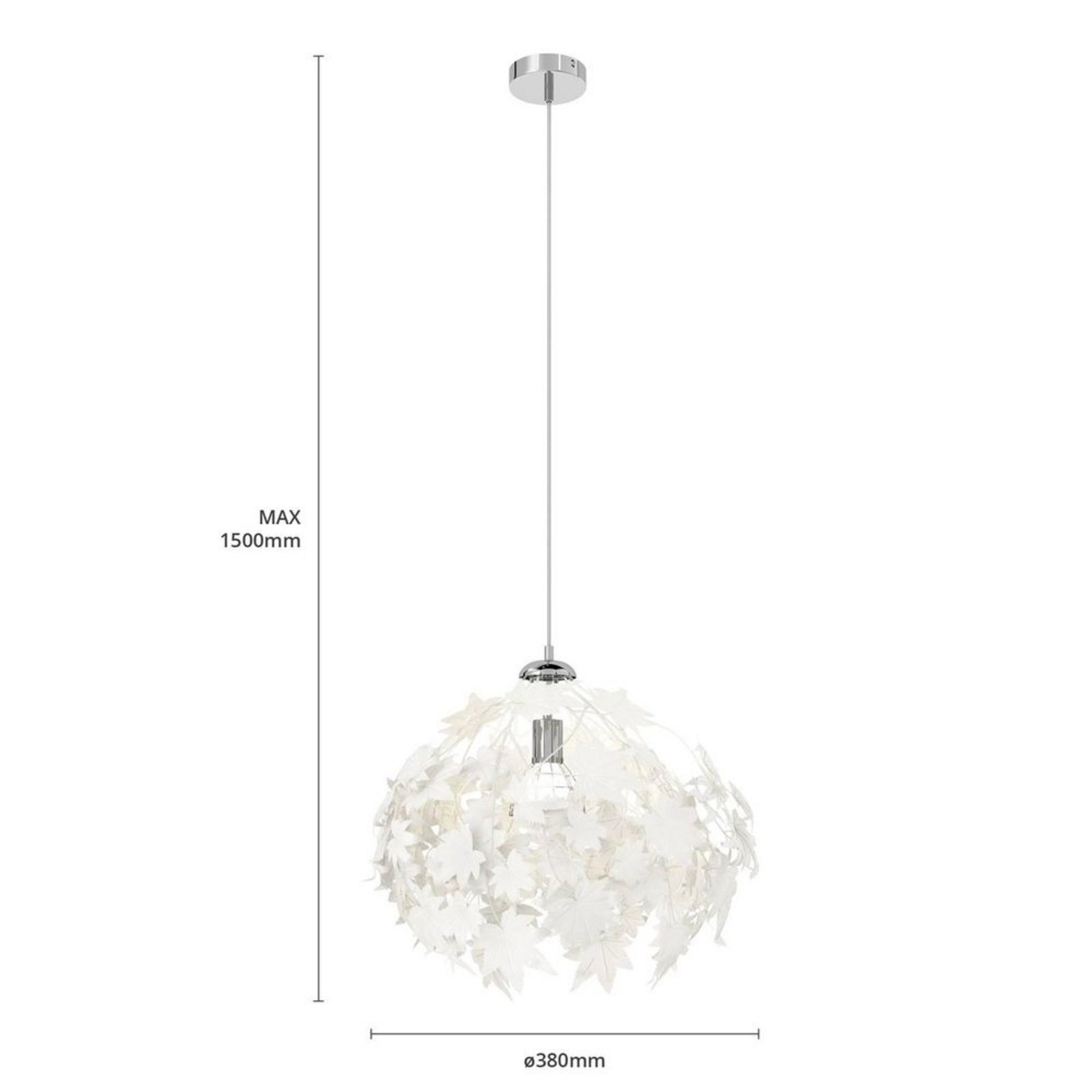 Maple Pendel Ø38 White/Chrome - Lindby