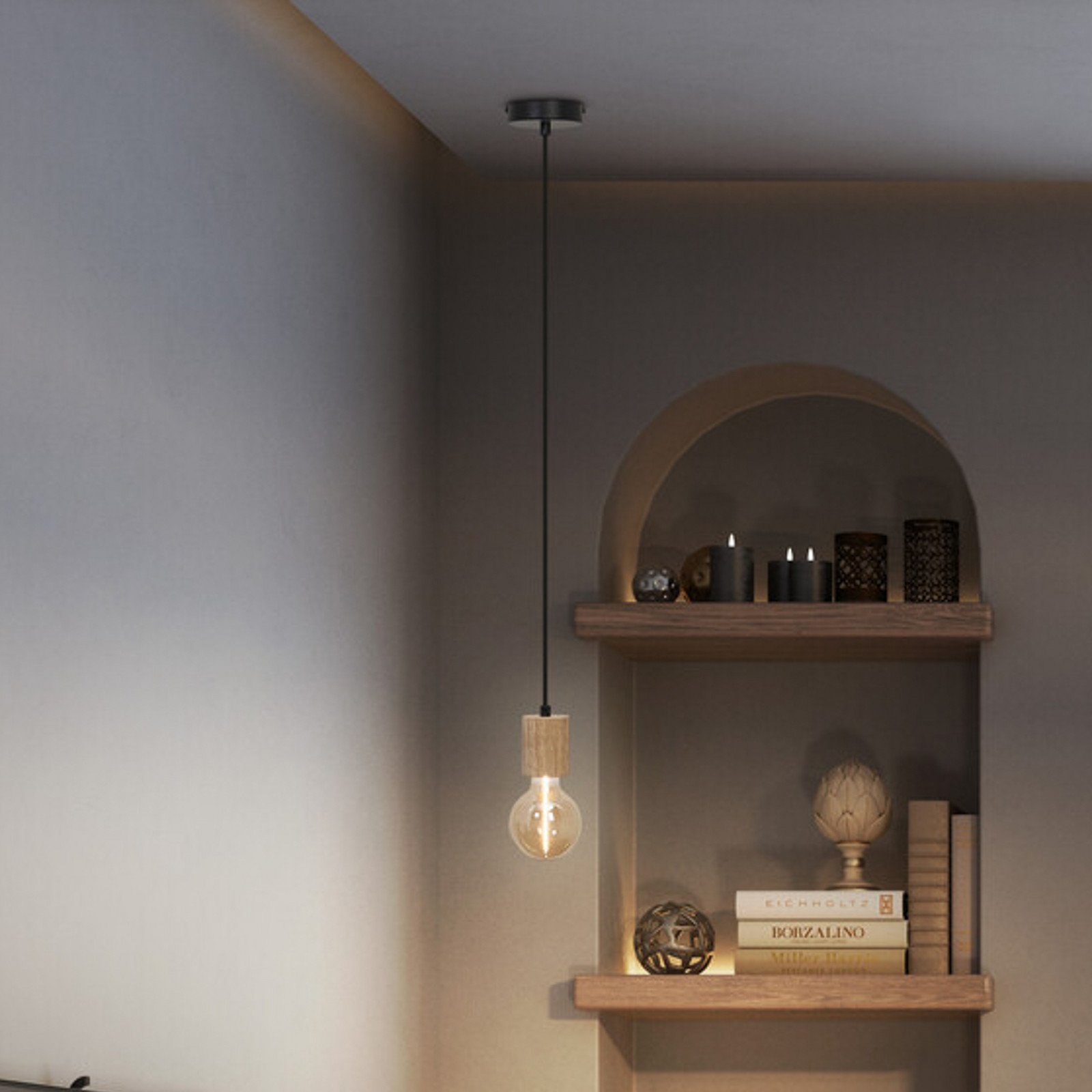 LEDVANCE Vintage 1906 Cylinder lampă suspend lemn - Camera de zi / sufragerie - lemn deschis negru