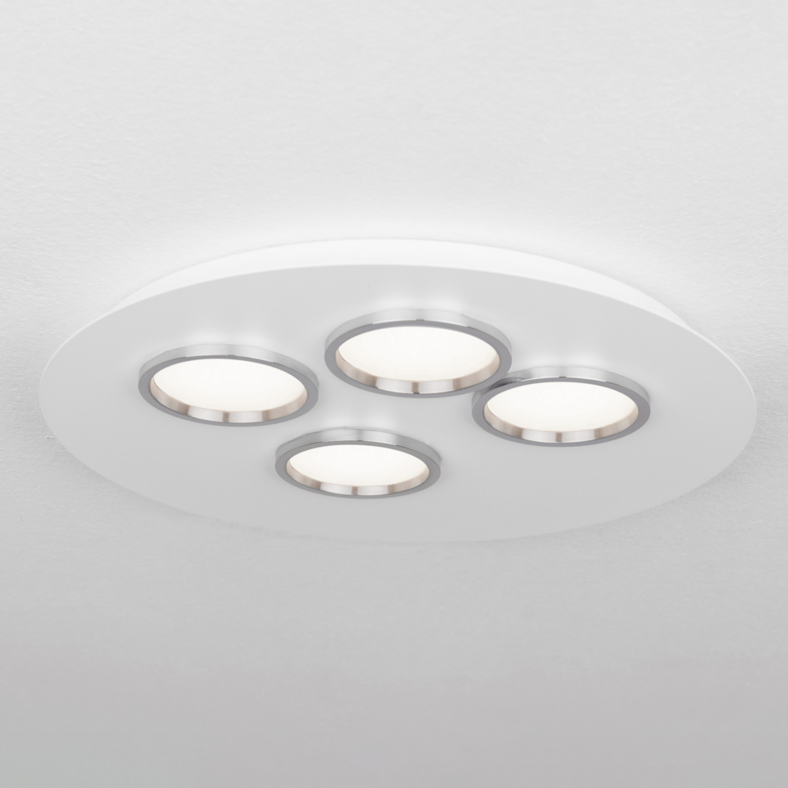 Lumencenteritalia Round LED ceiling light Brac with four LEDs, for Living / Dining Room, metal, PMMA, 5.8 W, energy efficiency: A, H: 3 cm