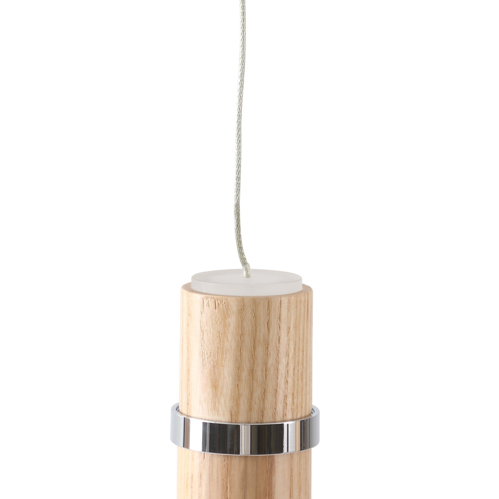 Závesné svietidlo Lucande LED Nojus, drevo, hore/dole, Ø 6 cm