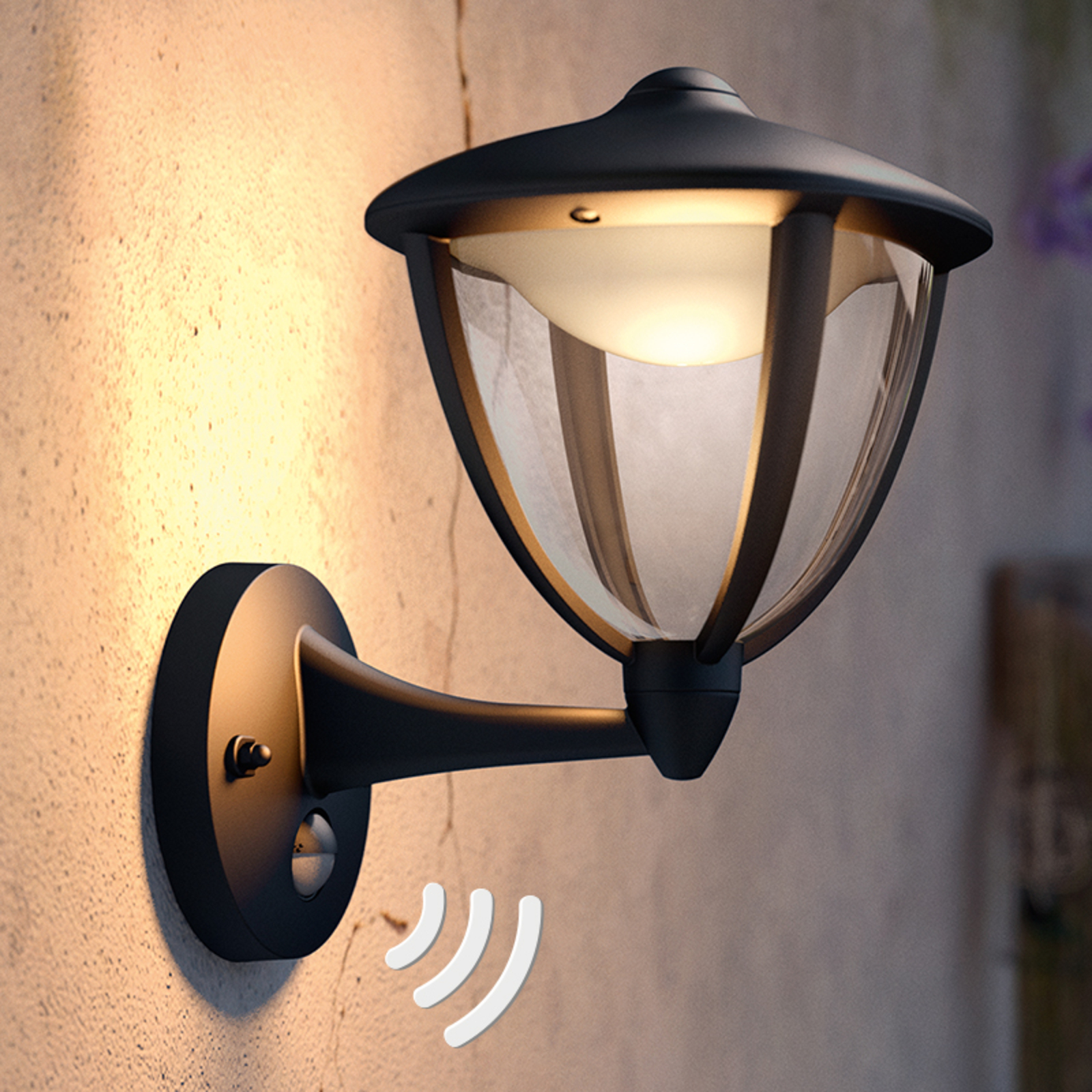 PHILIPS Philips Robin LED outdoor wall light black, up, aluminium, plastic, 4.5 W, energy efficiency: A+, W: 17.4 cm, H: 26 cm