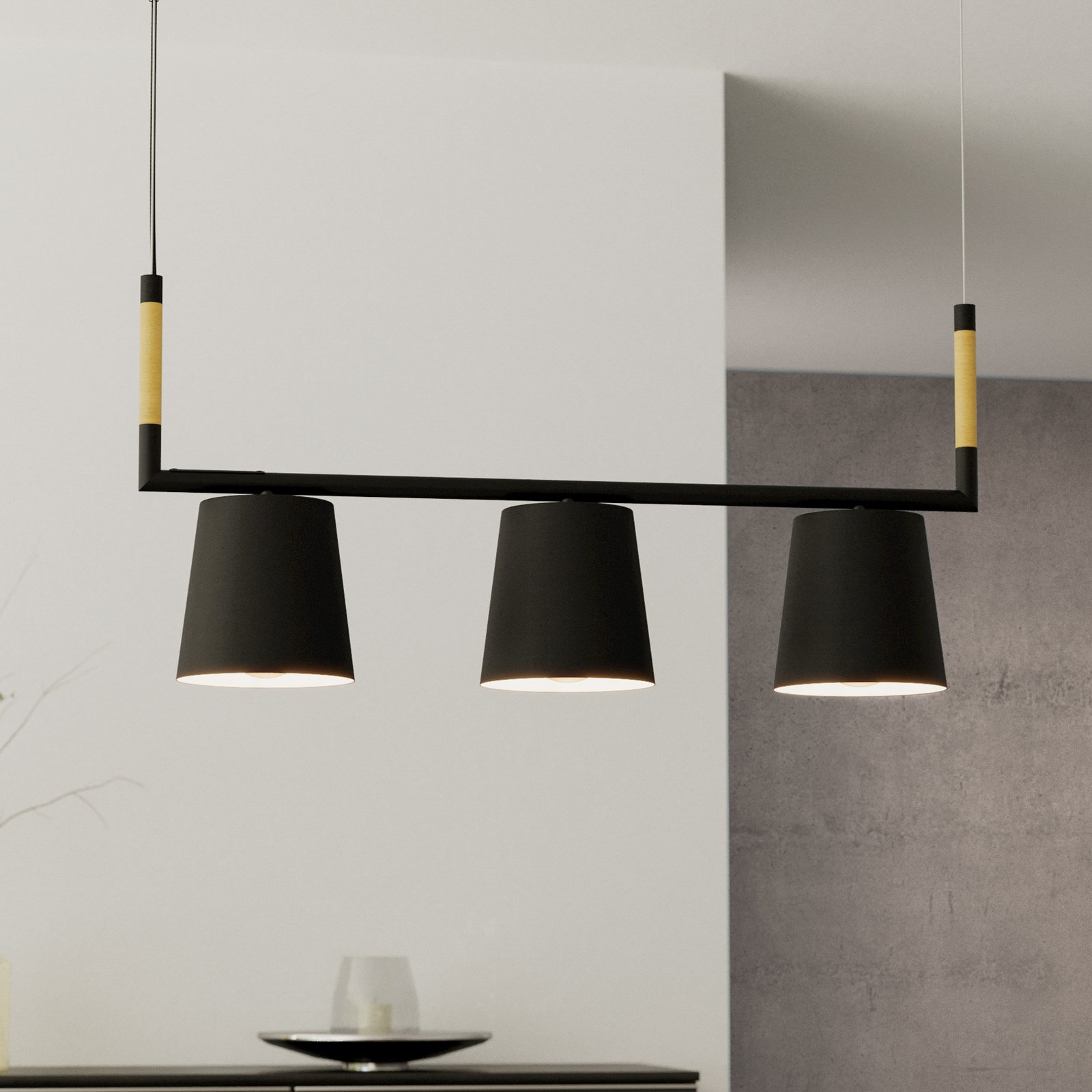 Lacey-riippuvalaisin, pituus 78 cm, musta, 3-valo, teräs