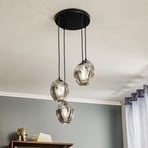 Suspension Starla ronde 4 lampes, verre graphite