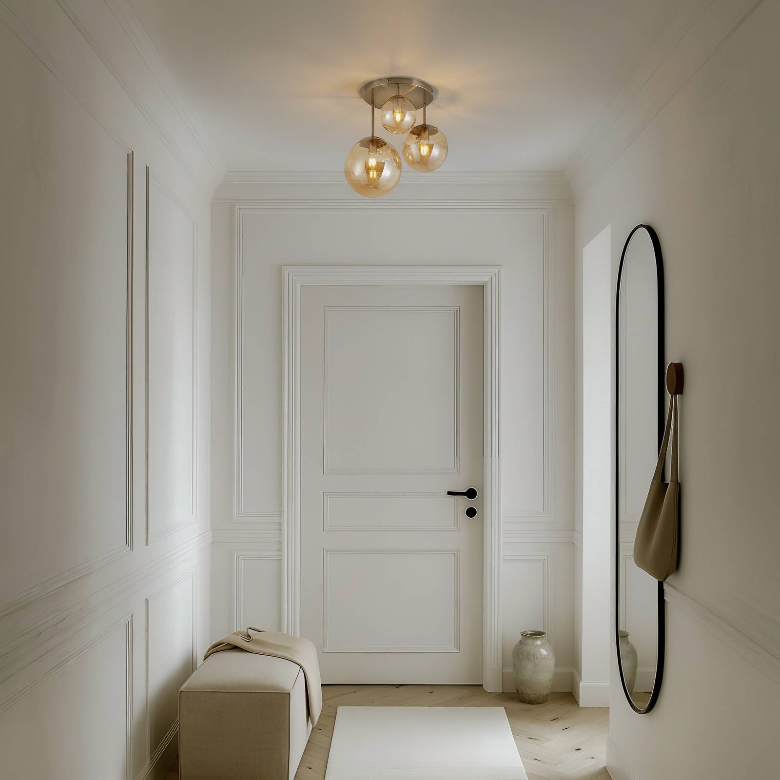 Lindby Deckenleuchte Teeja, amber, 3-flg., Ø47cm, Glas, E27 günstig online kaufen