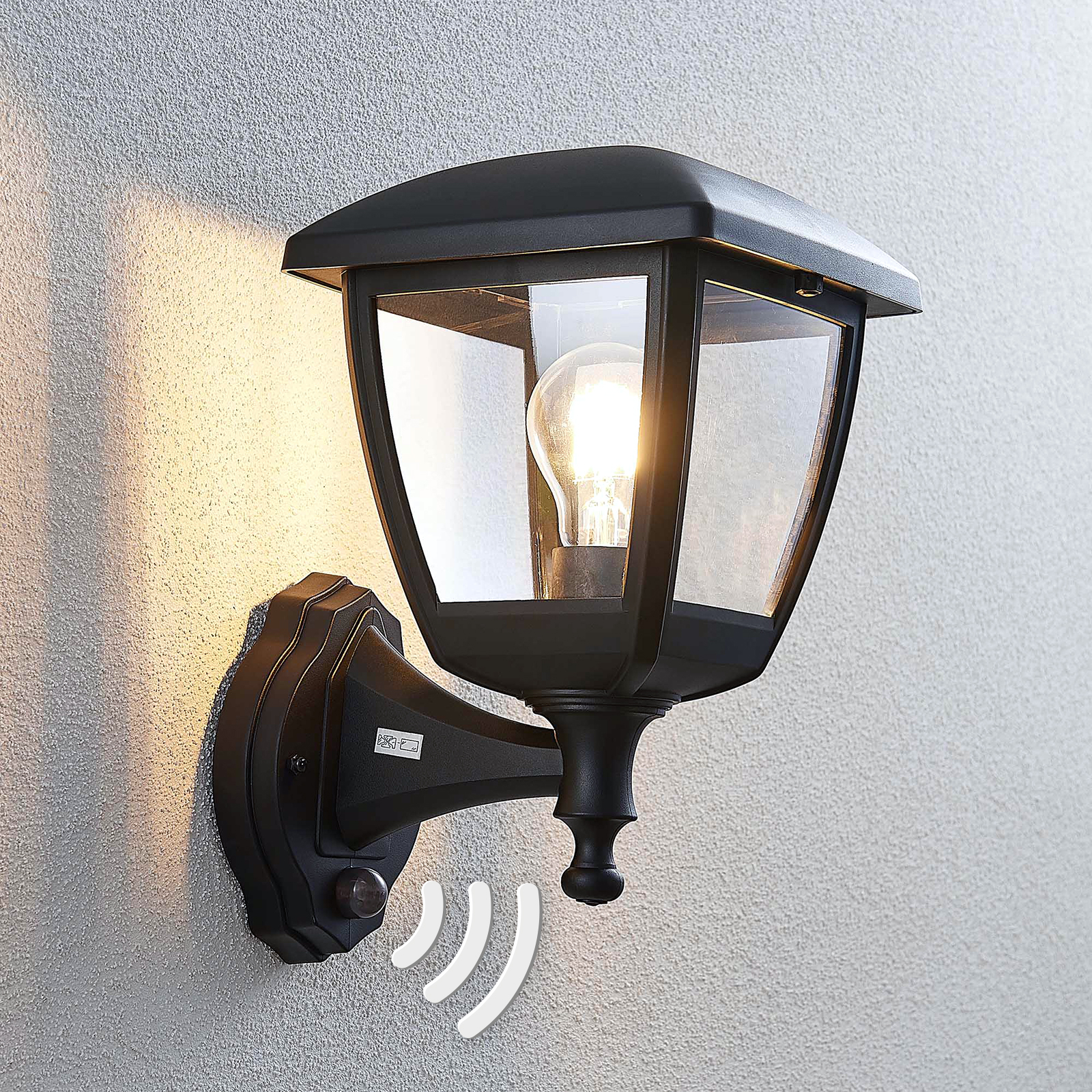 Lindby Acelya outdoor wall lantern without motion sensor, polycarbonate, E27, 60 W, energy efficiency: A++, W: 19 cm, H: 31.1 cm