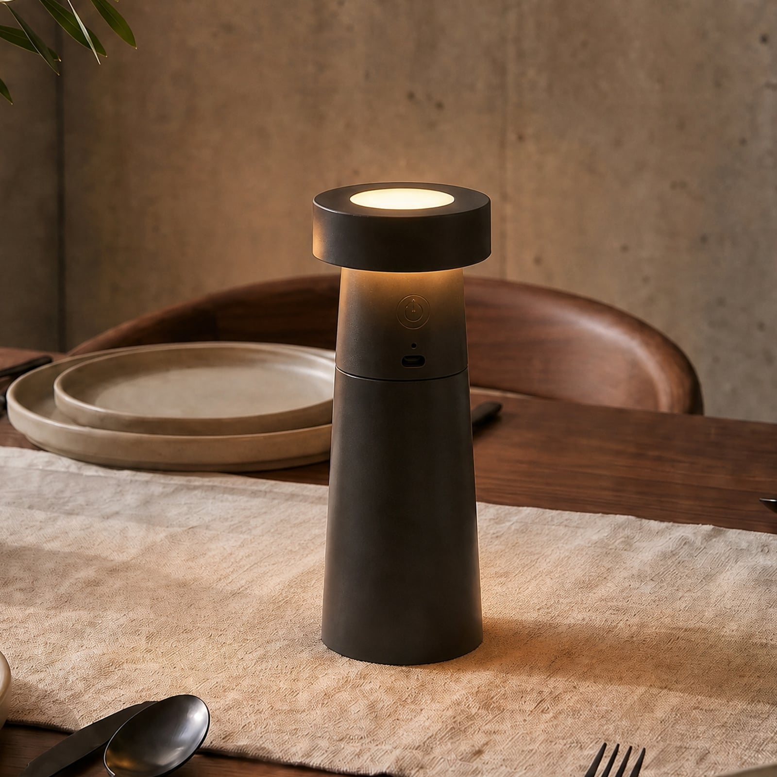 Lucande Saupoudreuse LED Pepper, gris foncé, batterie, IP44