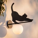 Lindby Außenwandleuchte Katti, Metall, schwarz, IP44, Katze