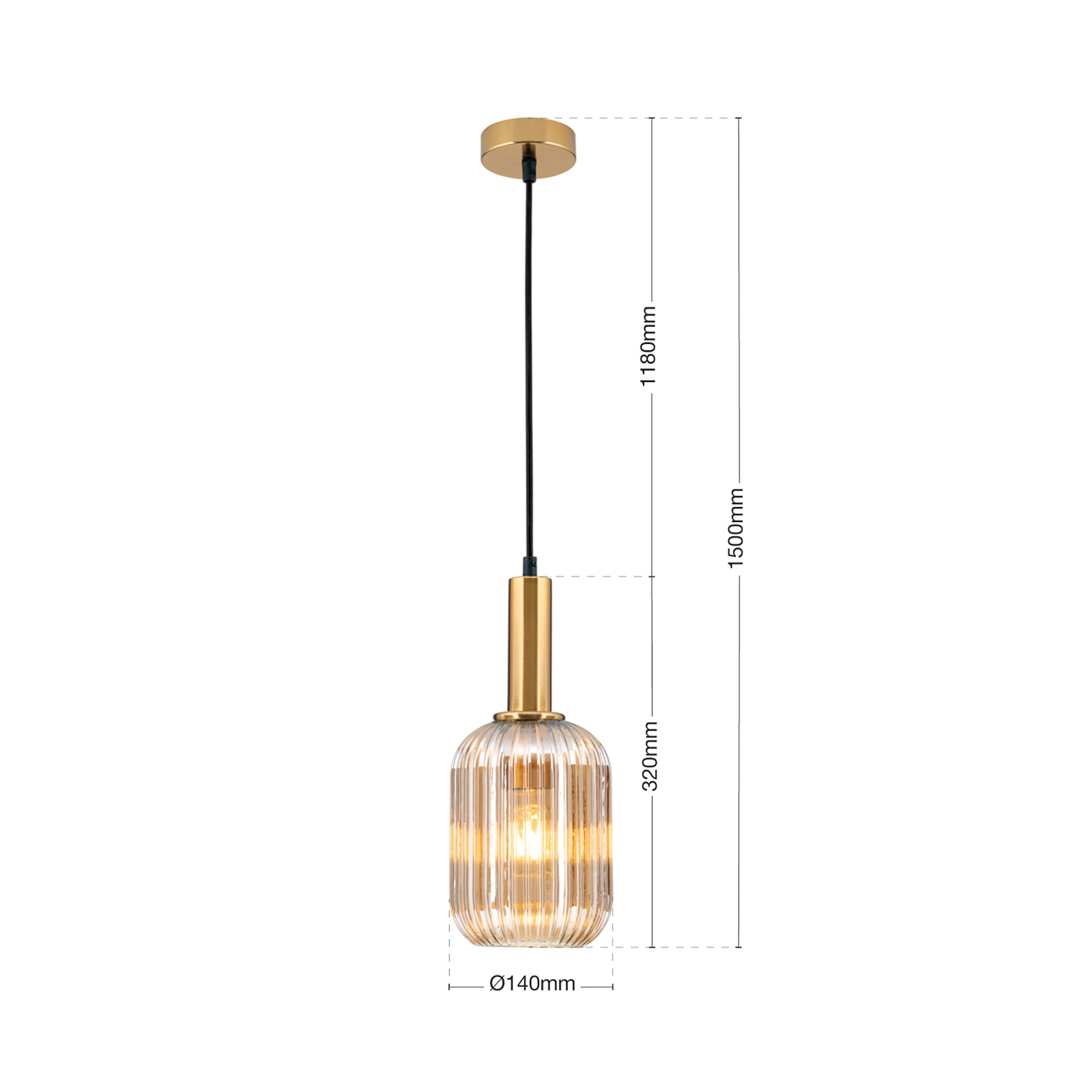 Carneval pendant light, antique brass/amber, Ø 14 cm, glass