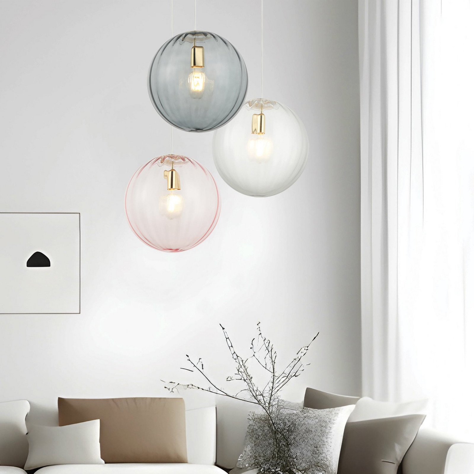 Viokef Lampă suspendată Diana gri fumuriu/auriu Ø 30 cm sticlă - Camera de zi / sufragerie - Modern - gri fumuriu auriu