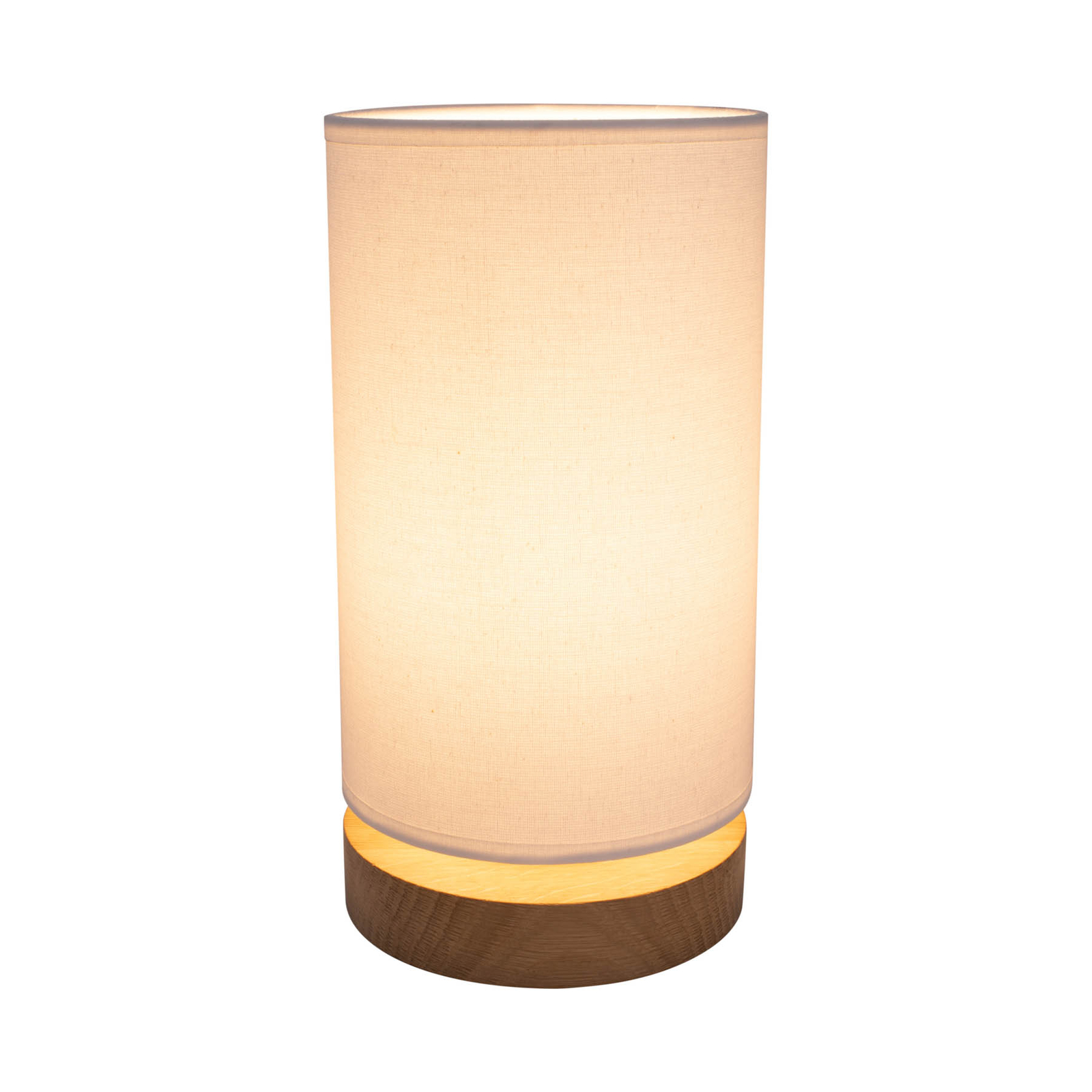 Canvas table lamp, oak, round, white