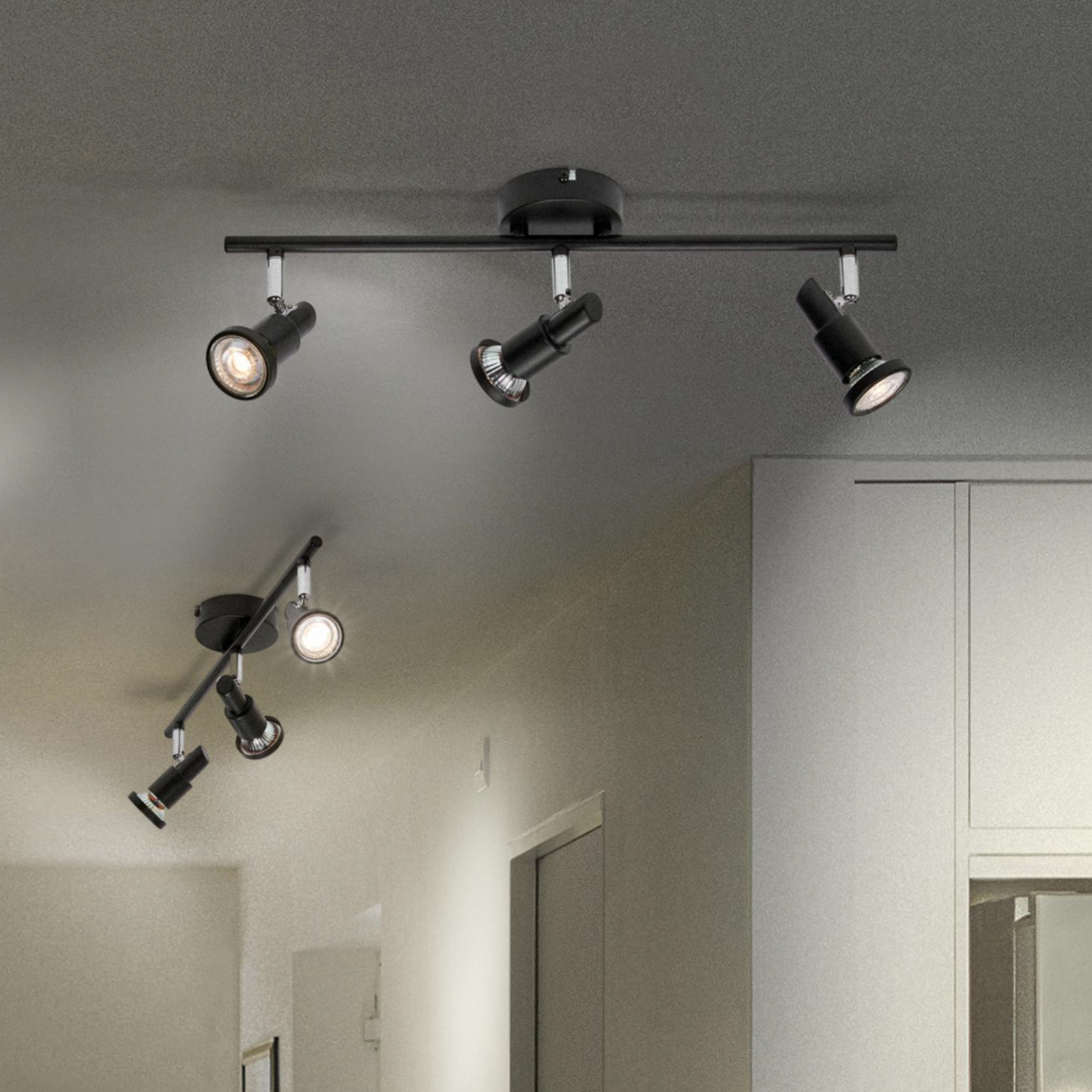 LEDVANCE LED-loftspot GU10, tre pærer, sort