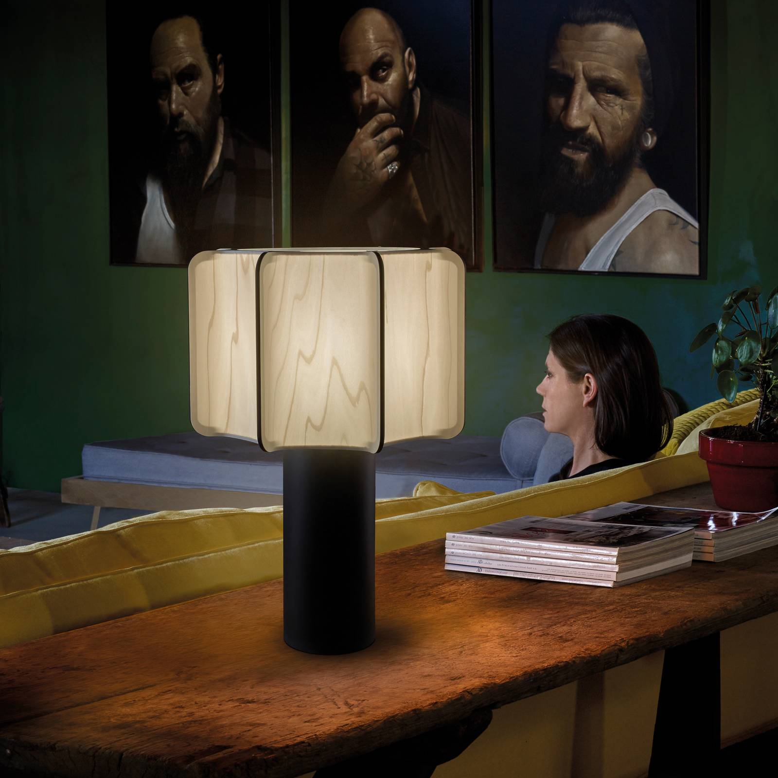 LZF Tischlampe Kactos, elfenbeinfarben/schwarz, Höhe 52 cm günstig online kaufen