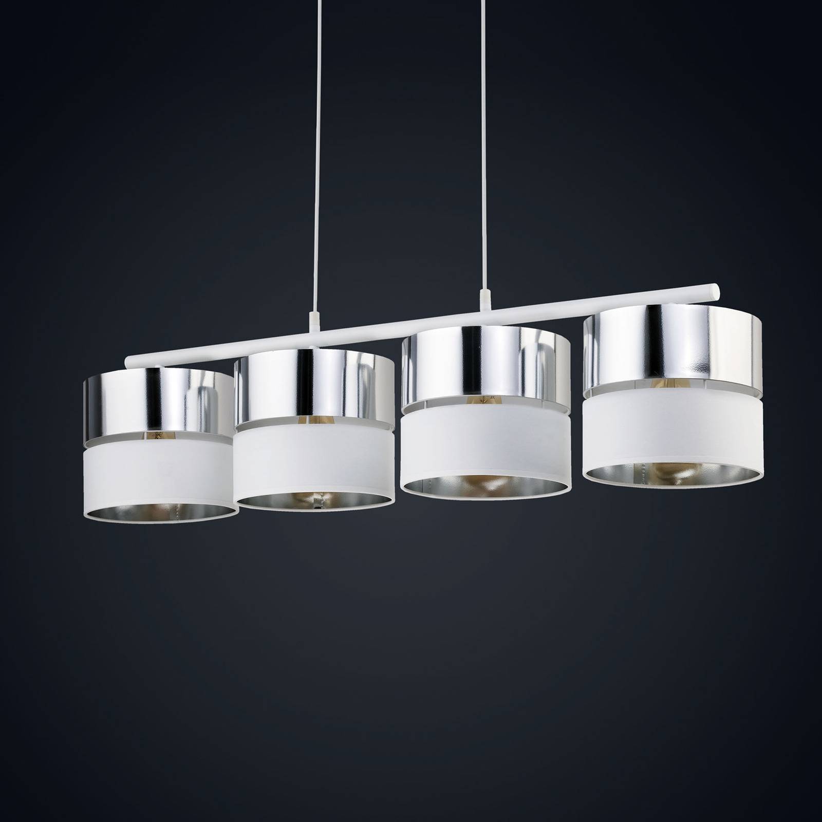 Lampa wisząca Hilton, biała/srebrna, 4-punktowa