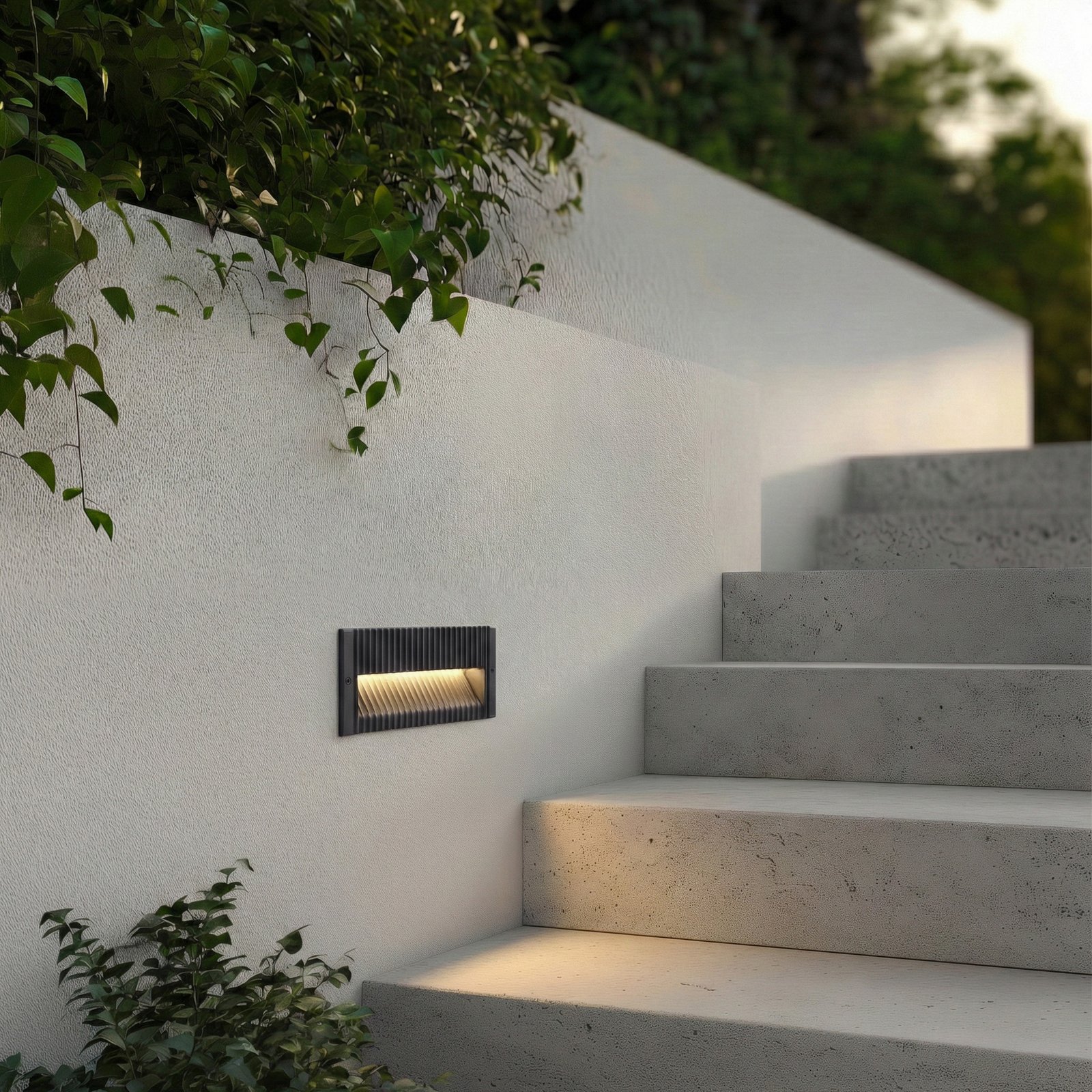 Lucande LED beépíthető fali lámpa Tavion, 25 cm, antracit, IP65