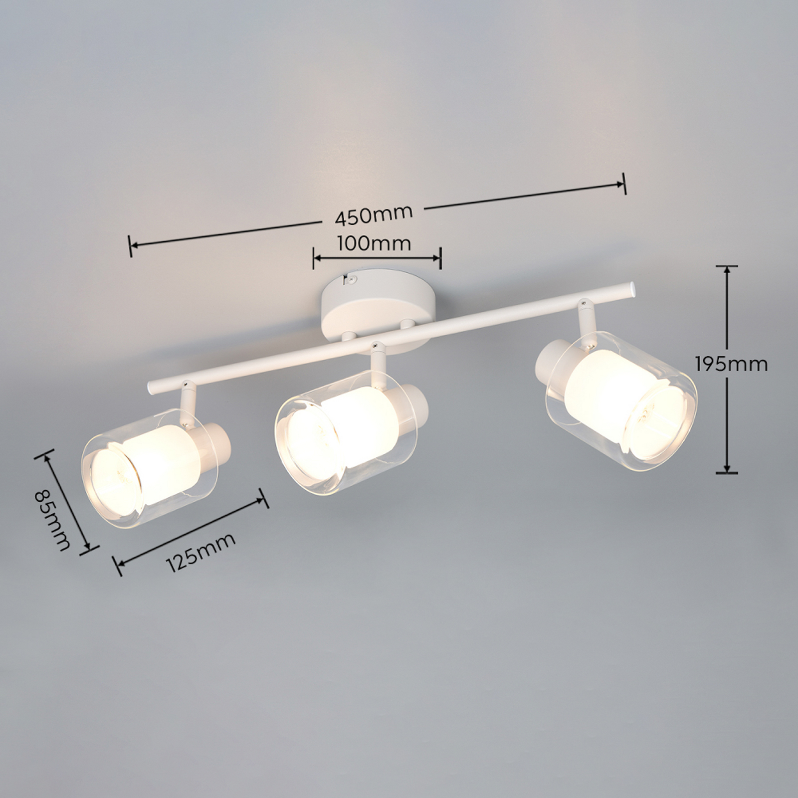 Plafoniera Neralo, a 3 luci, grigio chiaro, metallo, E14 Plafoniera Neralo, a 3 luci, grigio chiaro, metallo, E14