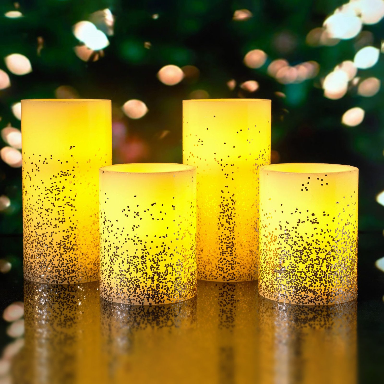 Pauleen Golden Glitter gyertya LED gyertya 4 darabos készlet