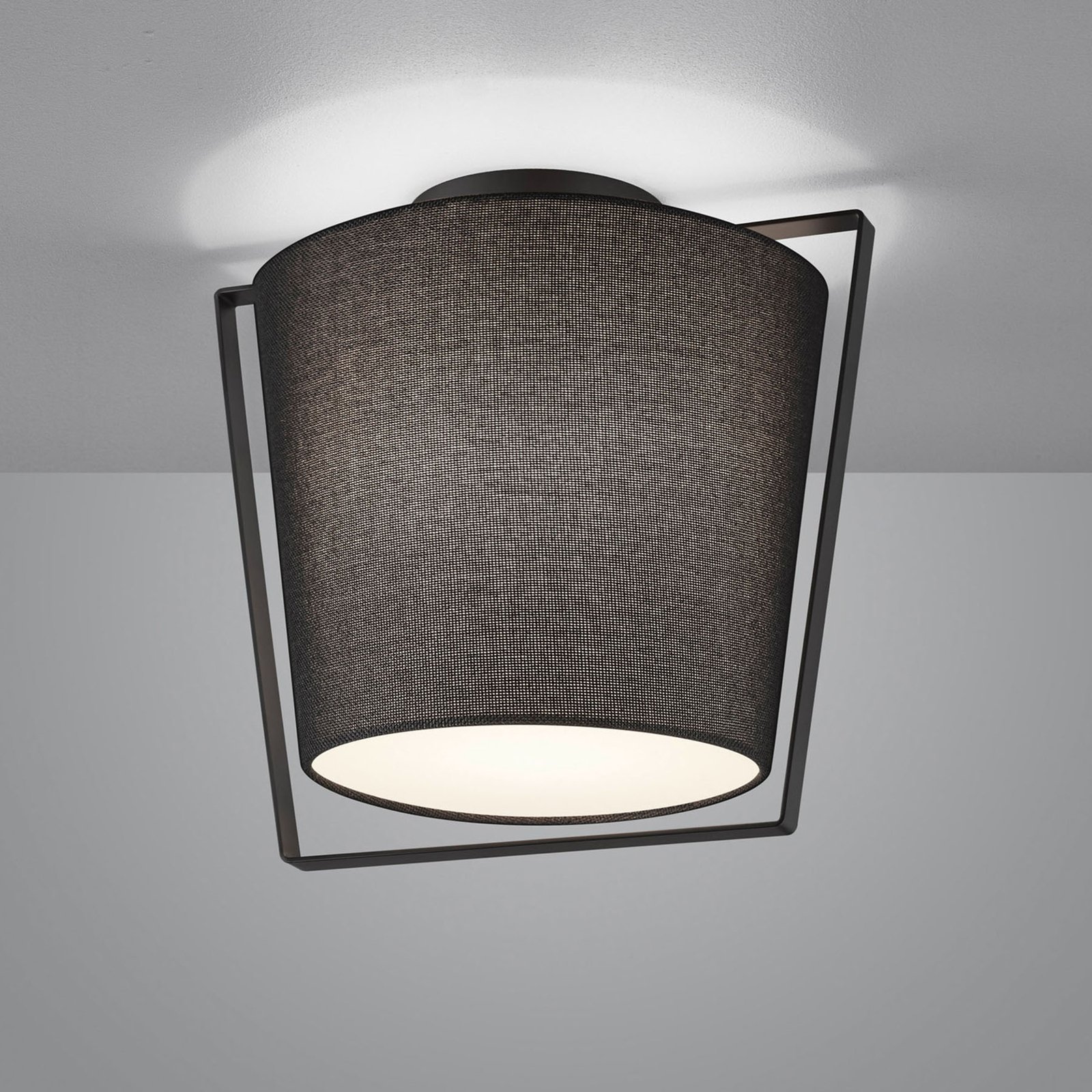 Helestra Uka ceiling lamp, black fabric lampshade, for Living / Dining Room, fabric, metal, E27, 60 W, energy efficiency: A++, L: 40 cm, W: 33 cm, H: 38 cm