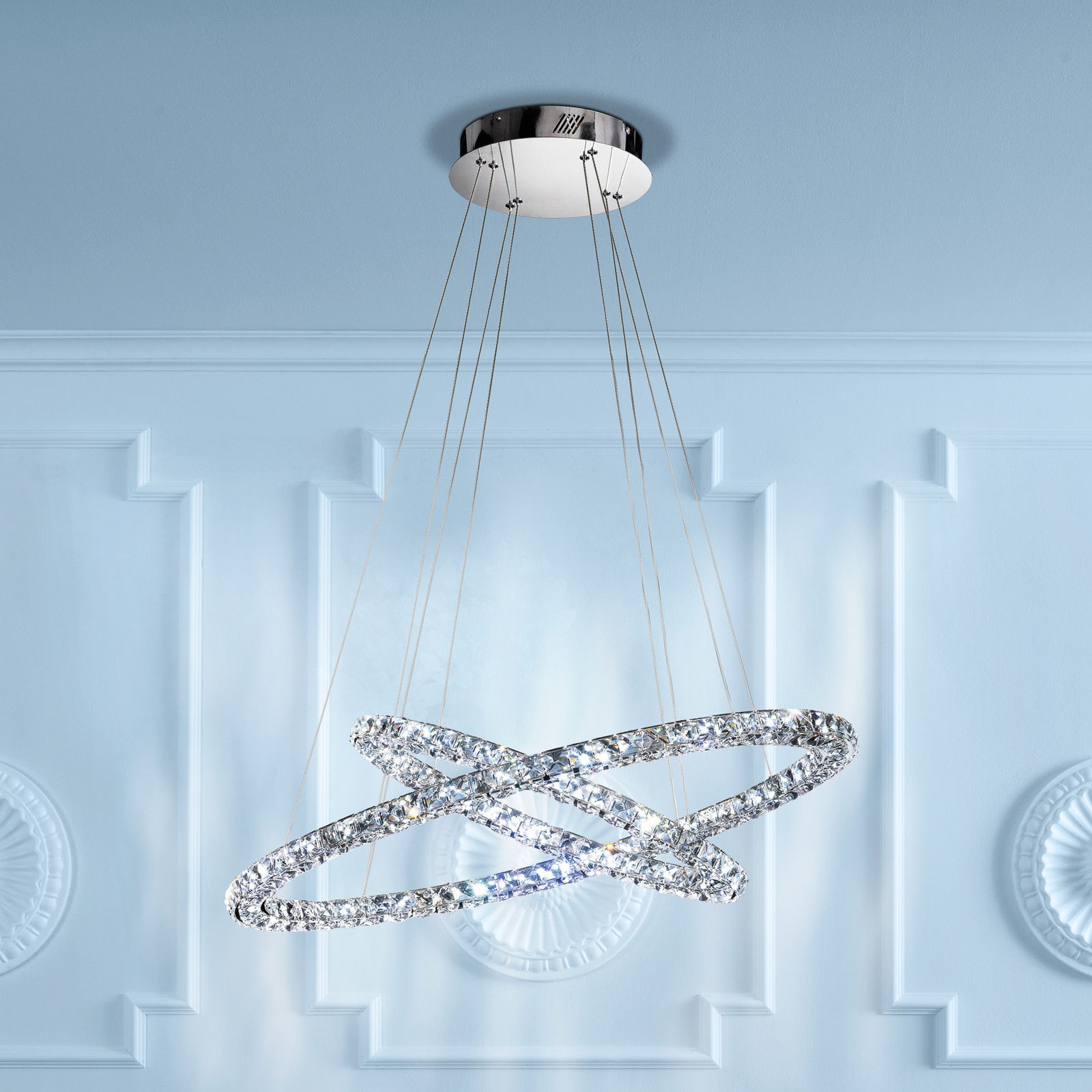 Suspension LED Toneria chromée 90 cm en acier inoxydable - Stars of Light