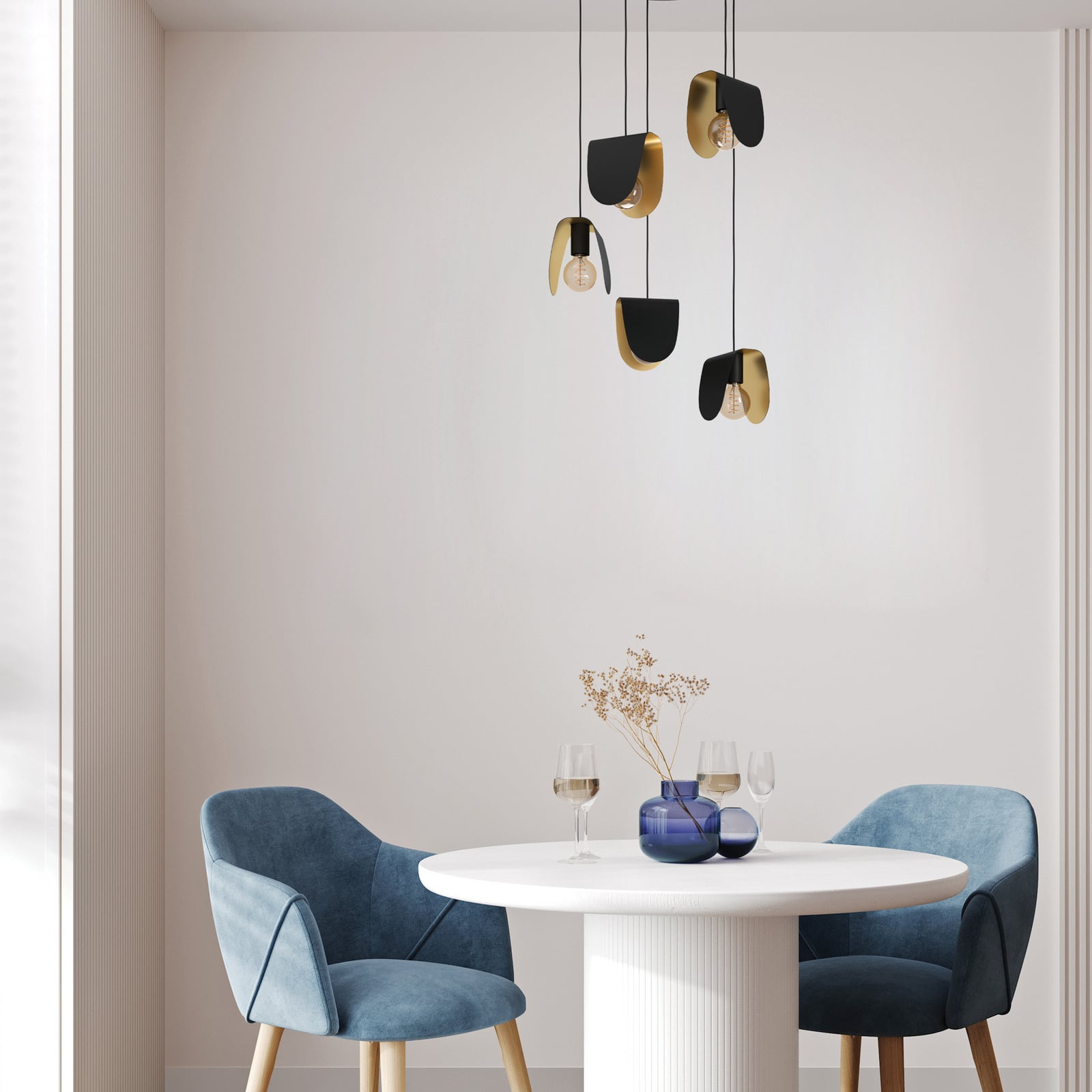 Závěsné světlo Serenara 5-ramenné černé/zlaté - EGLO Stars of Light