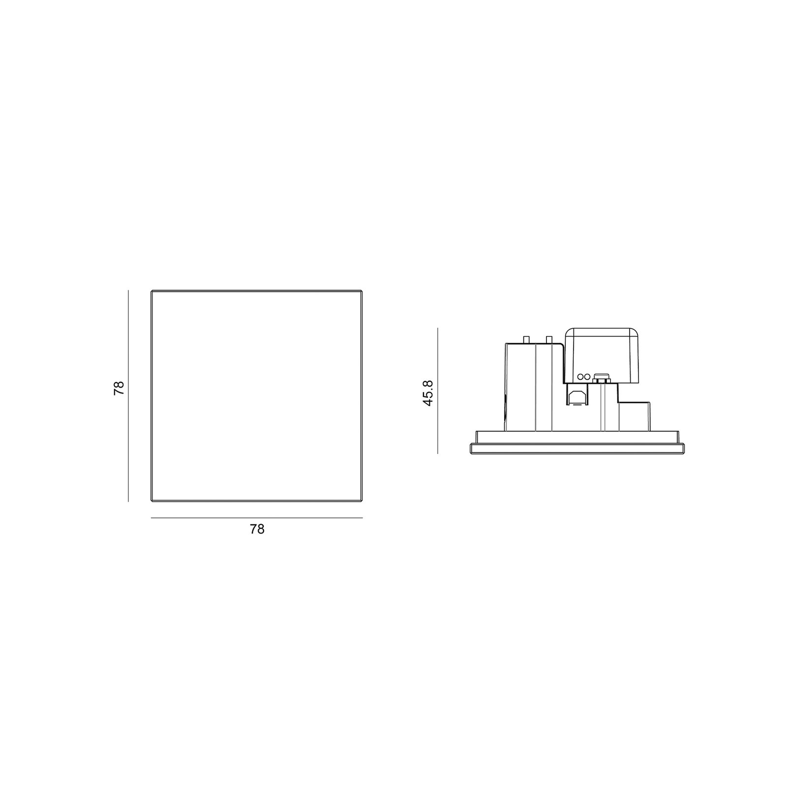 Molto Luce LED inbouwlamp Wand R68 Glas IP44 SQ, zwart