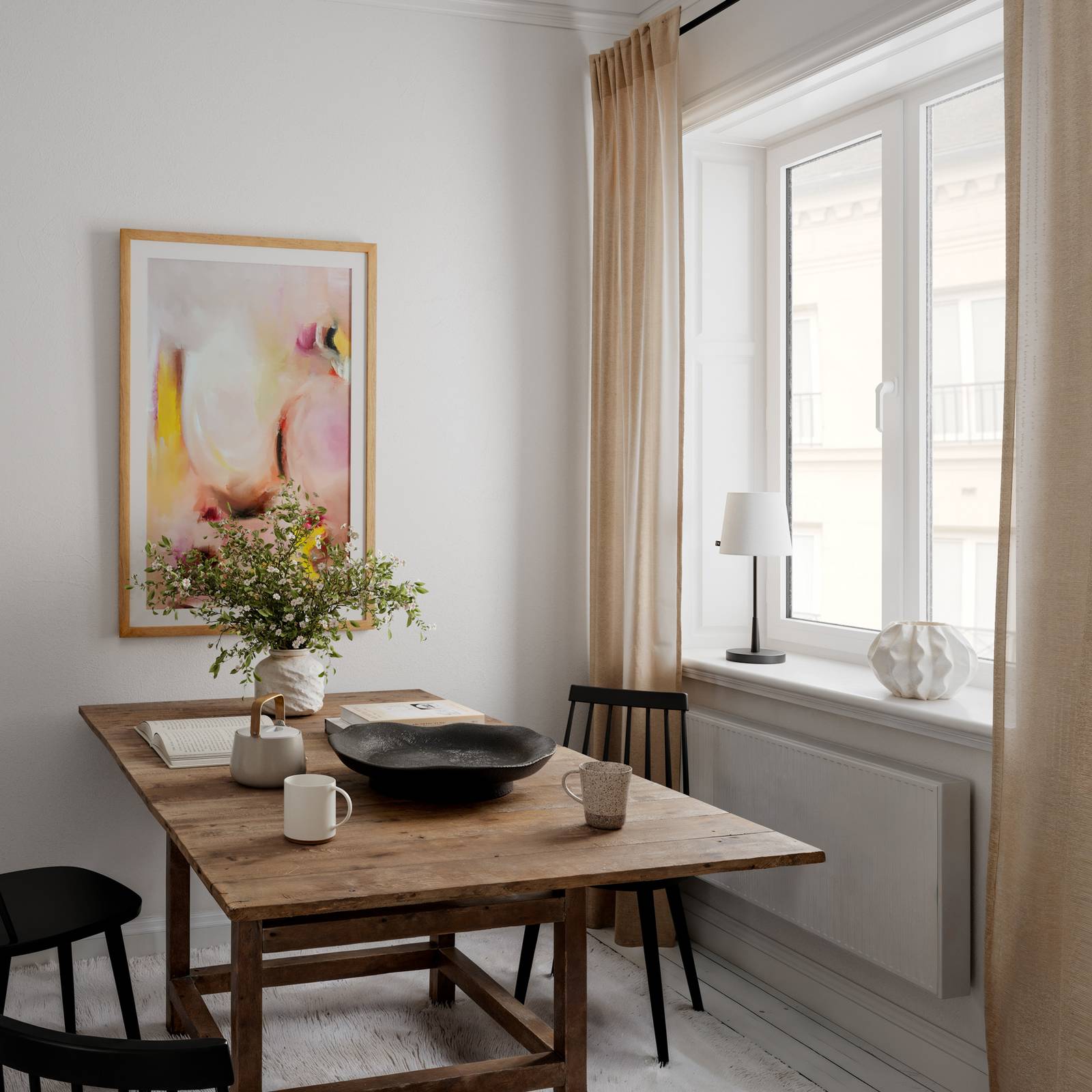 By Rydens Tischlampe Lumi, 49 cm, schwarz/weiß, Textil günstig online kaufen