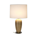 Tischleuchte OMEGA OVAL, gold/weiß, Höhe 65 cm, Keramik E27