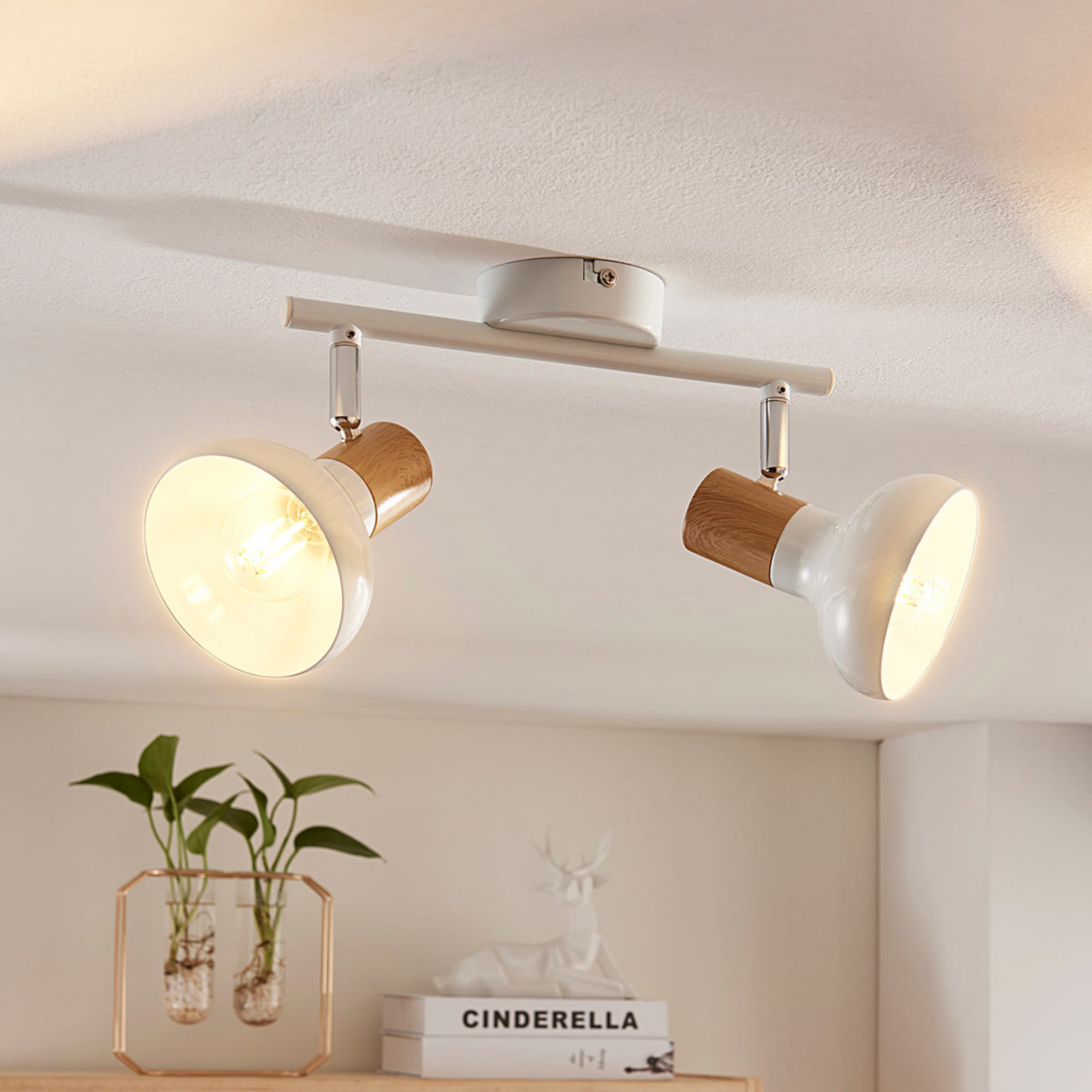 Lindby downlight Fridolin, 26cm, 2-bulb, white, metal