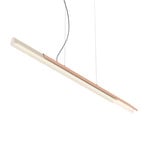 kdln Dala linear hanging light, sand white/copper 2,700 K 150 cm