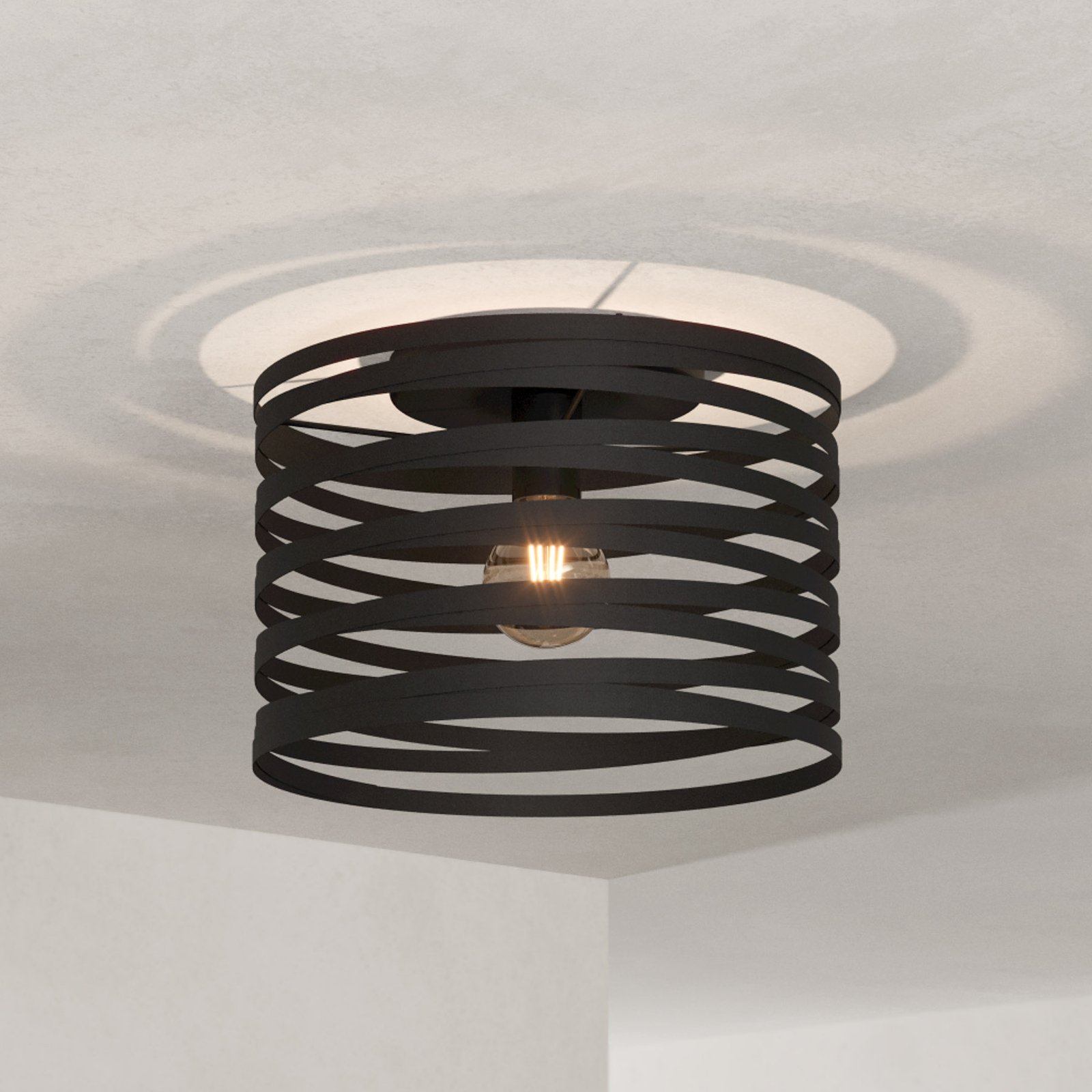 Plafondlamp Cremella, Ø 37 cm, zwart, staal