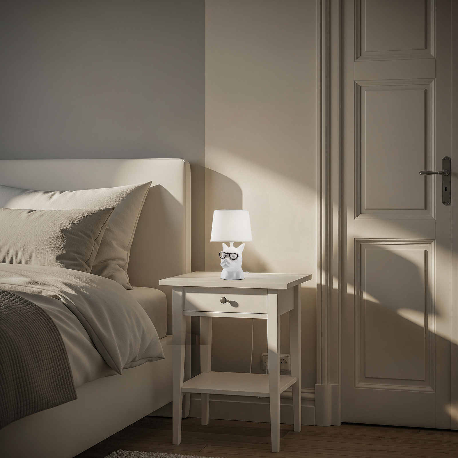 Stolna lampa Biagio, bijela, keramika, visina 29 cm, E14